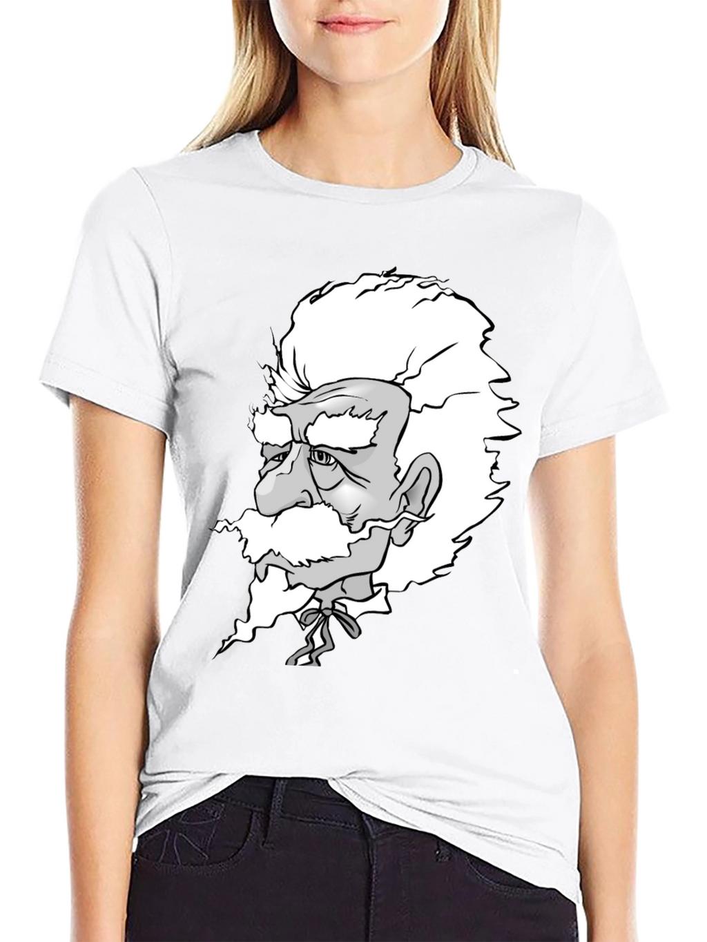 Camiseta Negra con Diseño de Científico Caricaturizado