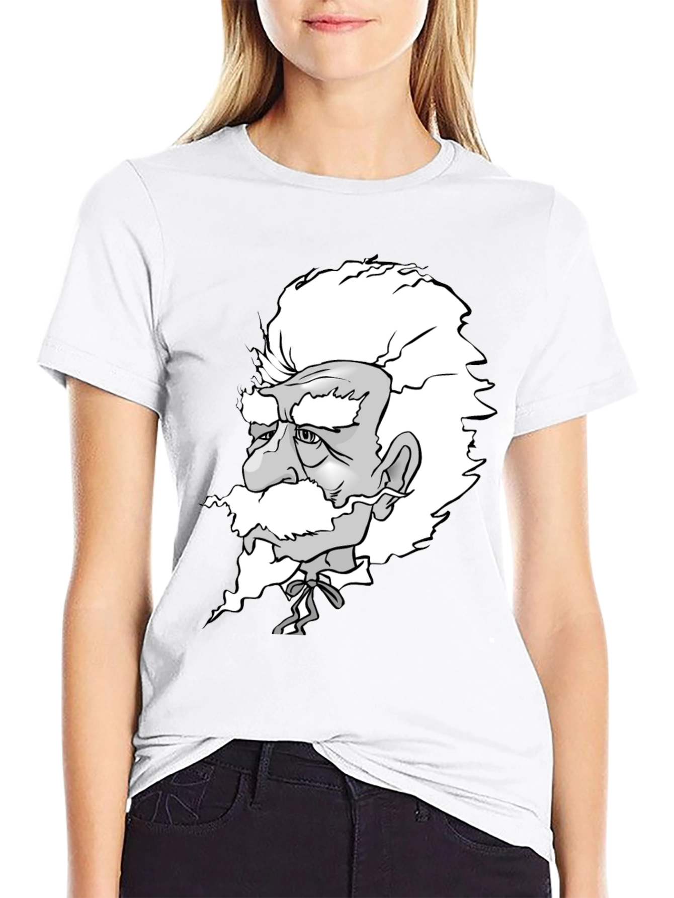 Camiseta Negra con Diseño de Científico Caricaturizado