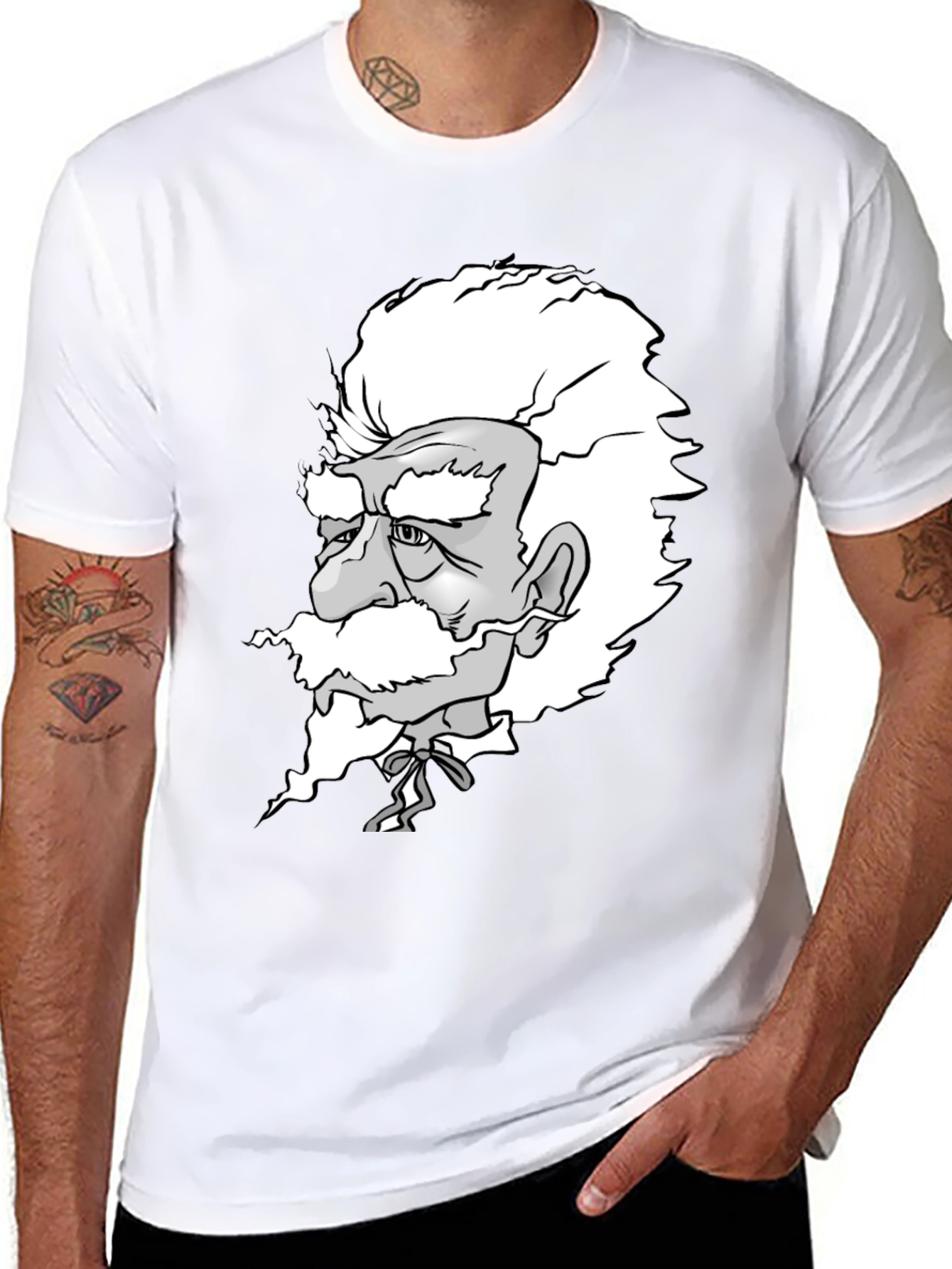 Camiseta Negra con Diseño de Científico Caricaturizado