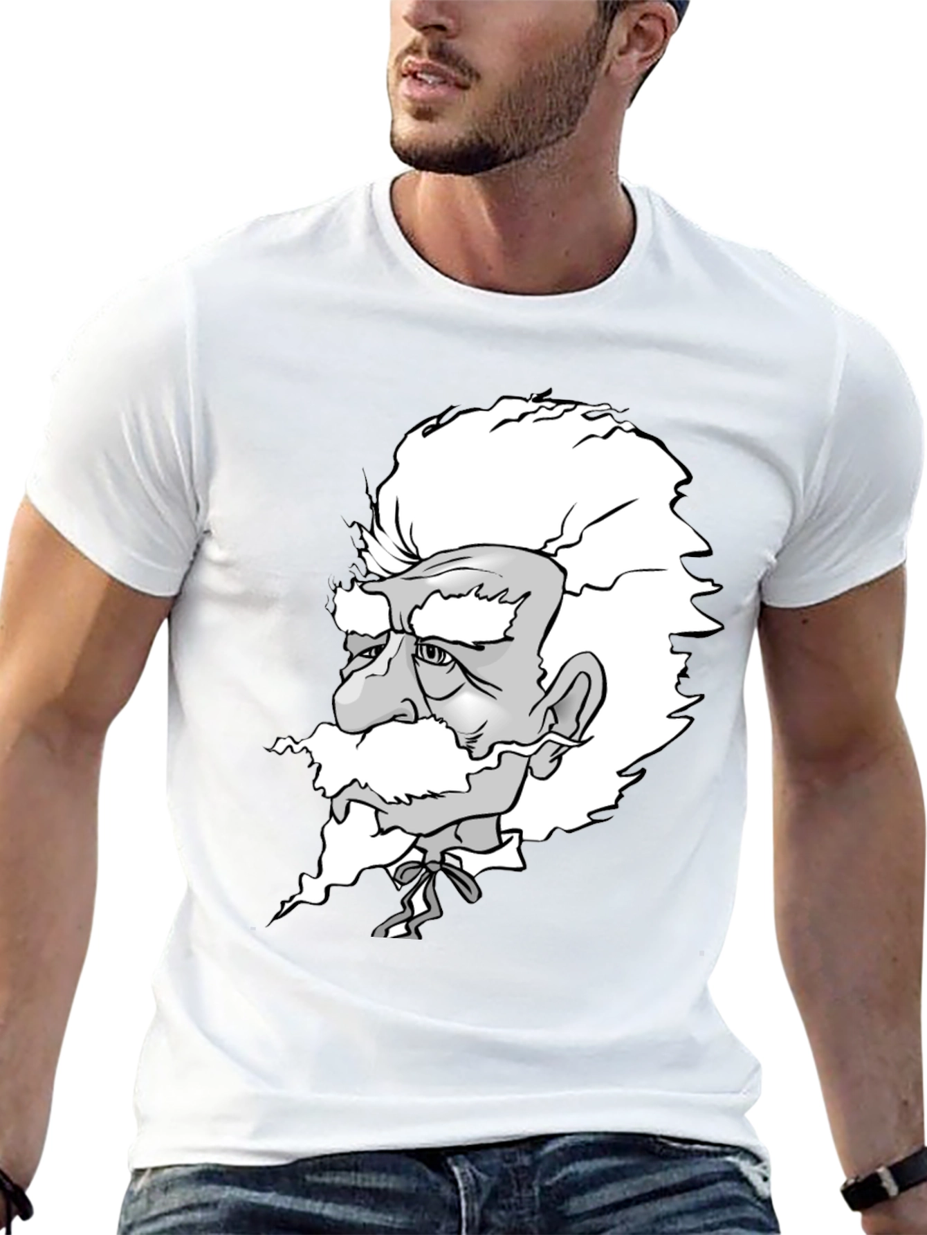 Camiseta Negra con Diseño de Científico Caricaturizado