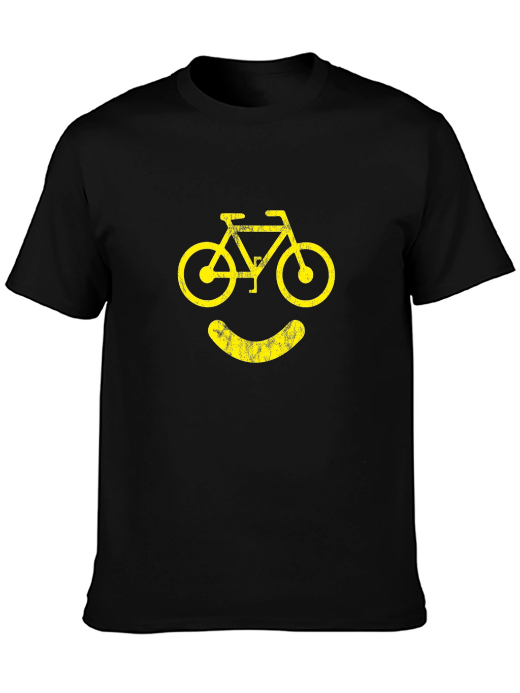 Camiseta Negra con Diseño de Bicicleta Sonriente