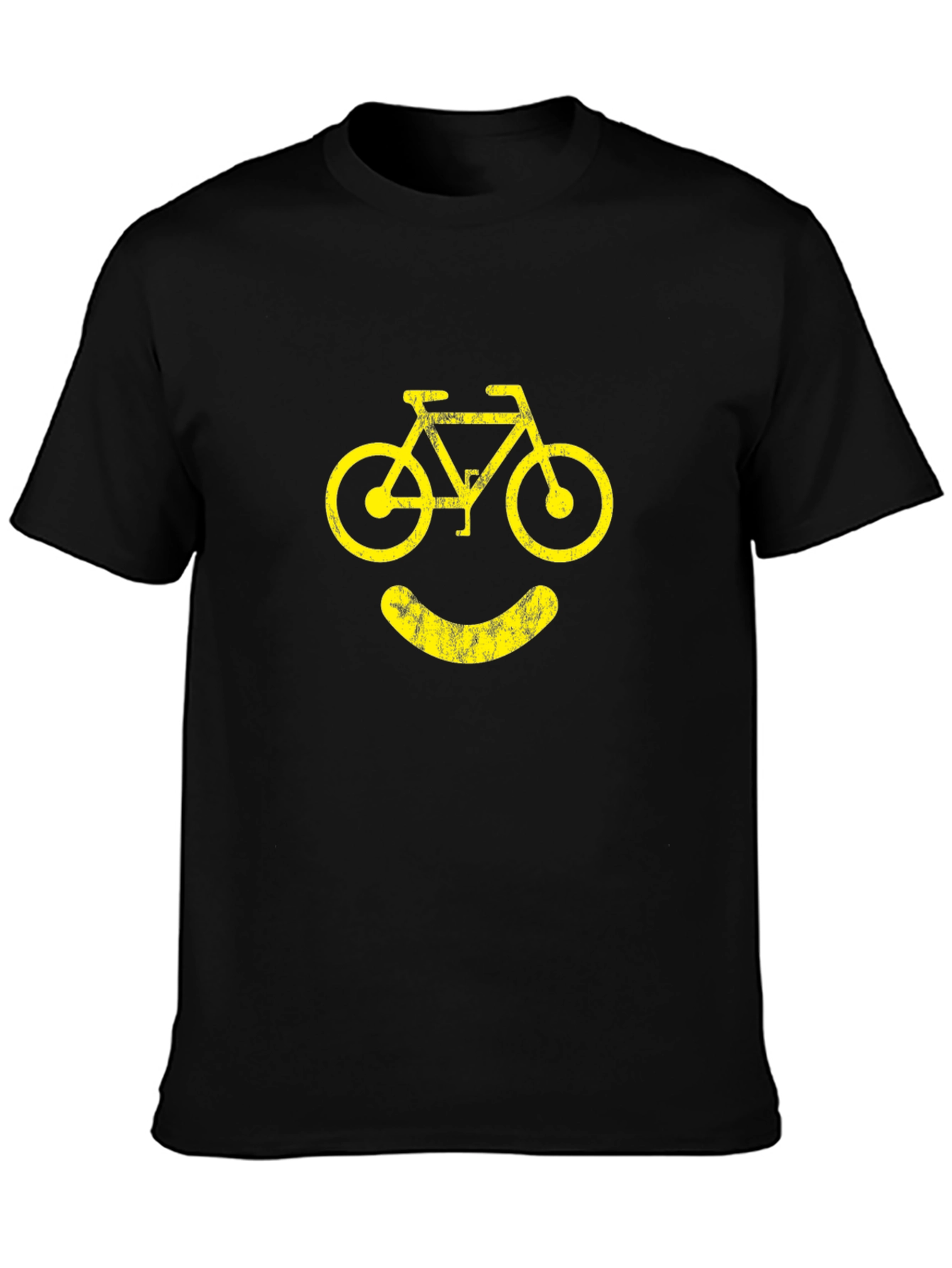 Camiseta Negra con Diseño de Bicicleta Sonriente