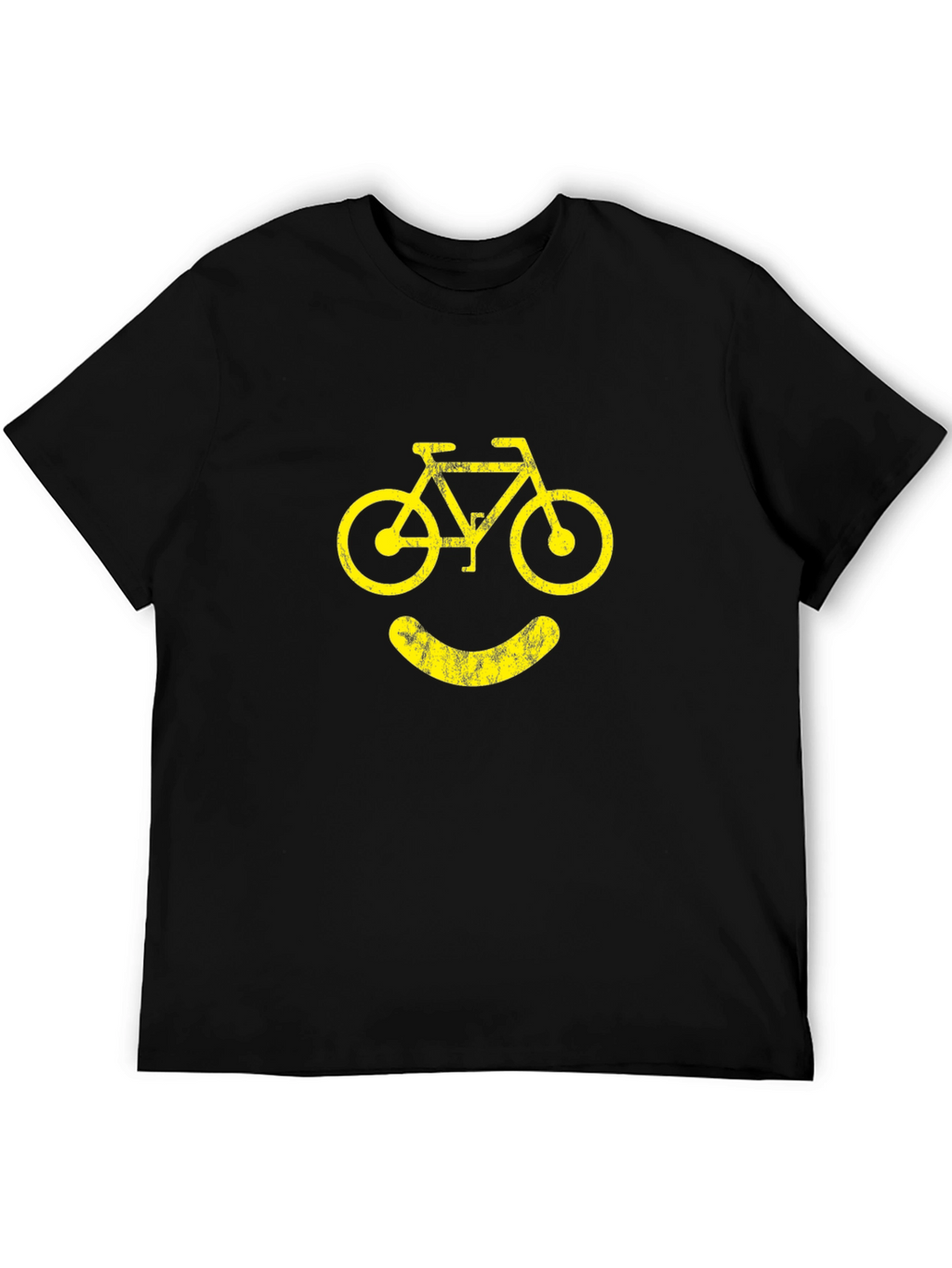 Camiseta Negra con Diseño de Bicicleta Sonriente