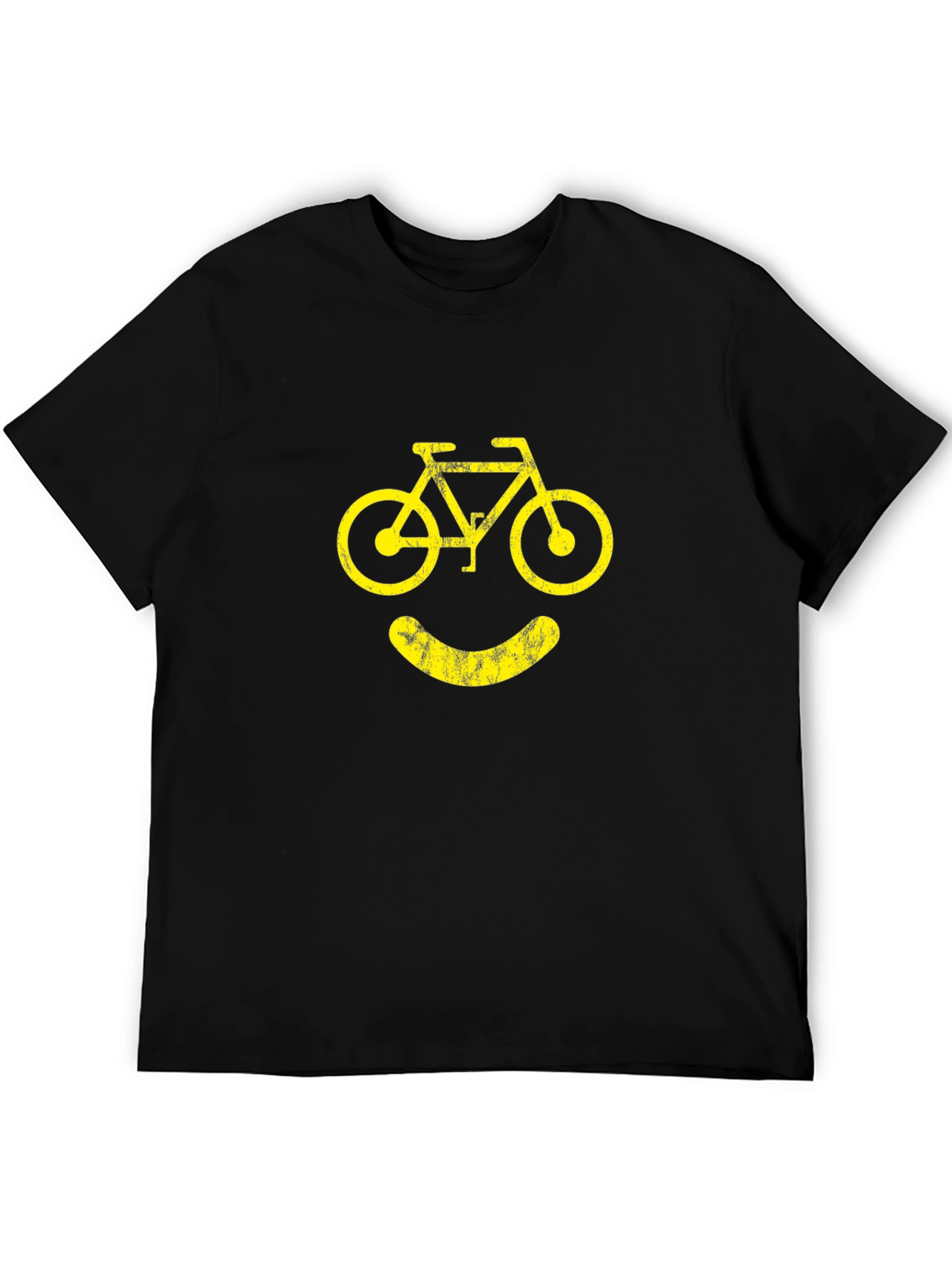 Camiseta Negra con Diseño de Bicicleta Sonriente