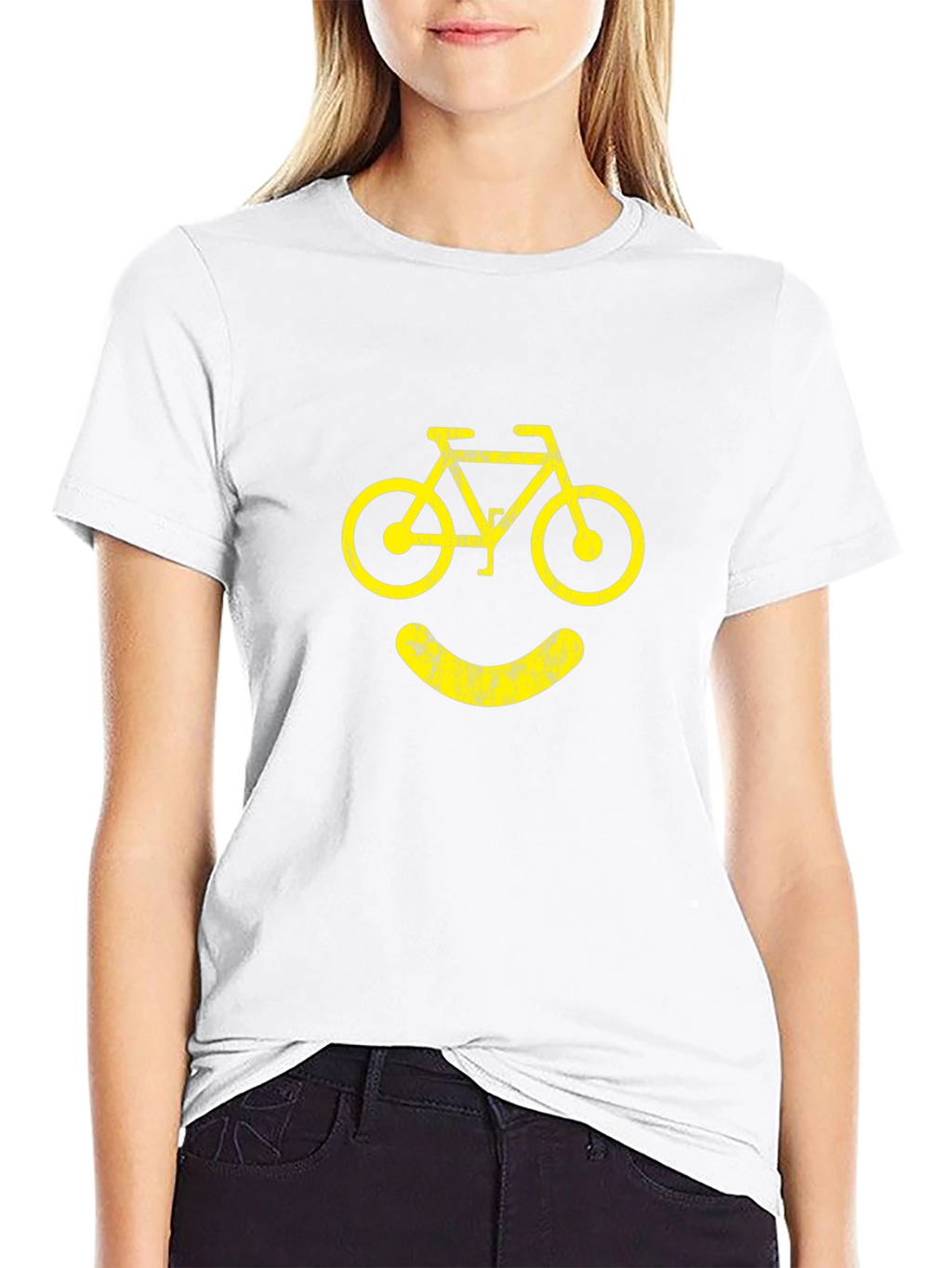 Camiseta Negra con Diseño de Bicicleta Sonriente