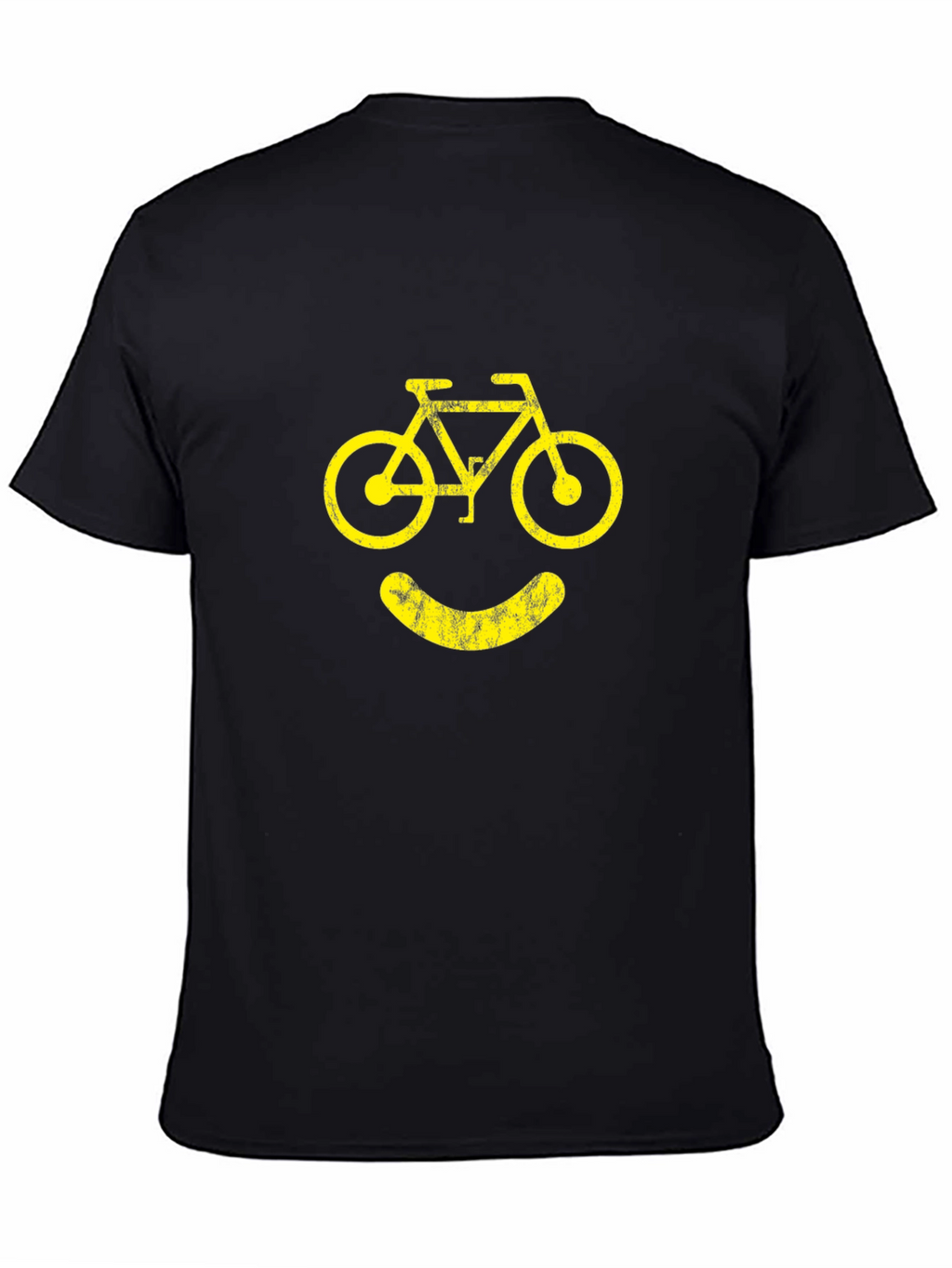 Camiseta Negra con Diseño de Bicicleta Sonriente