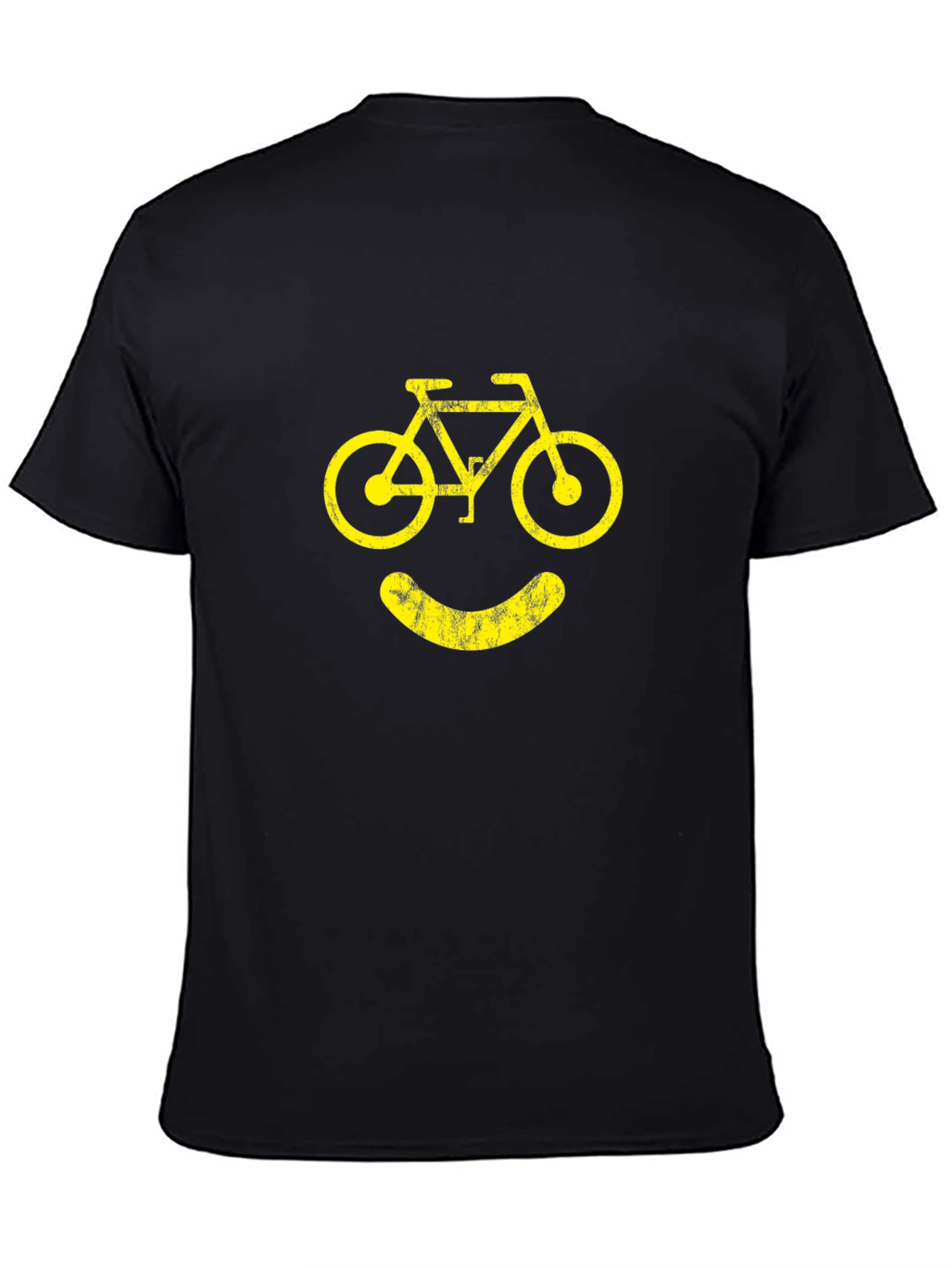Camiseta Negra con Diseño de Bicicleta Sonriente