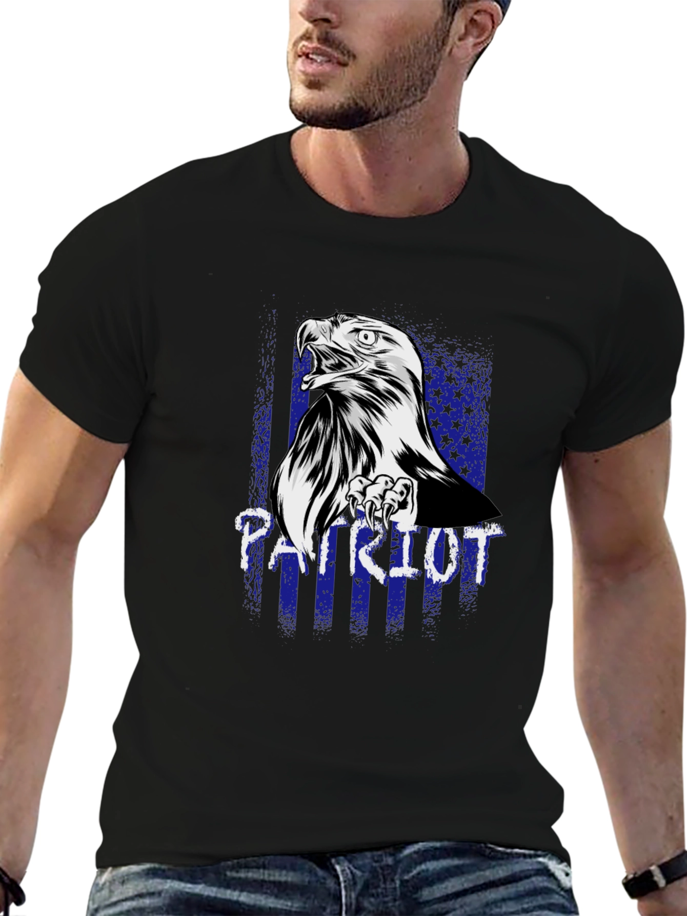 Camiseta Hombre Negra Águila Patriótica