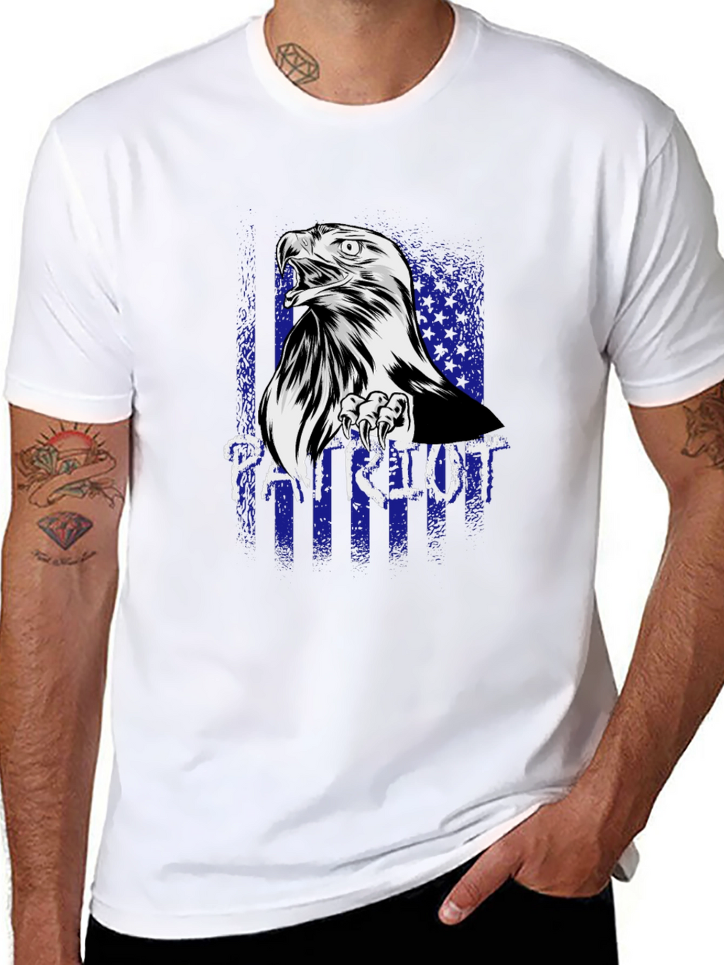 Camiseta Hombre Negra Águila Patriótica