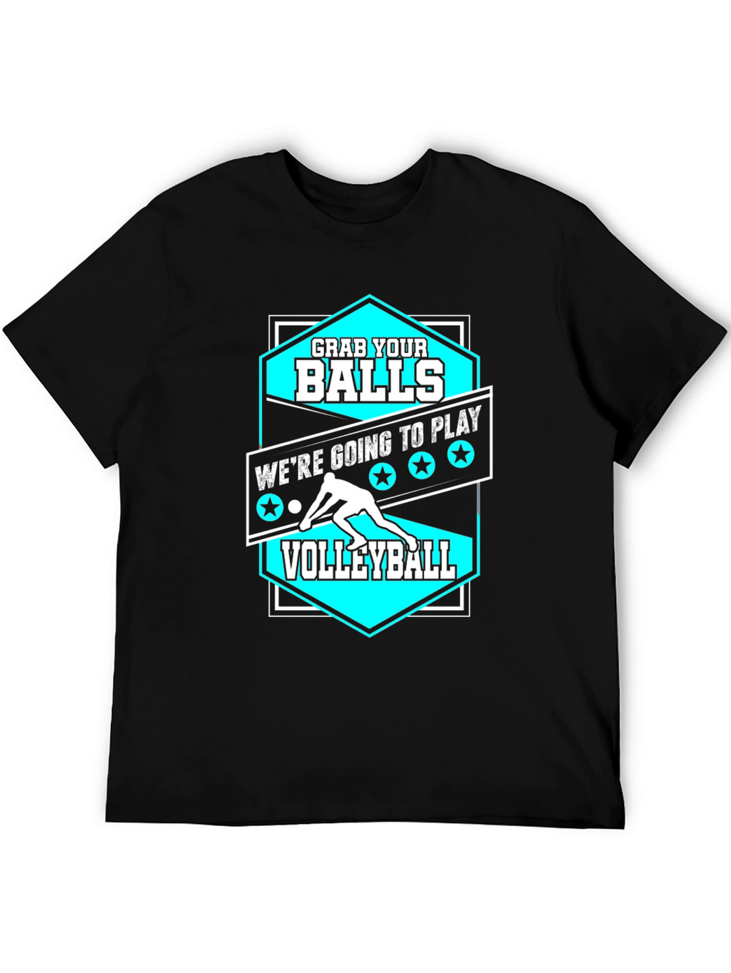 Camiseta Negra Agarra tus Bolas para Voleibol