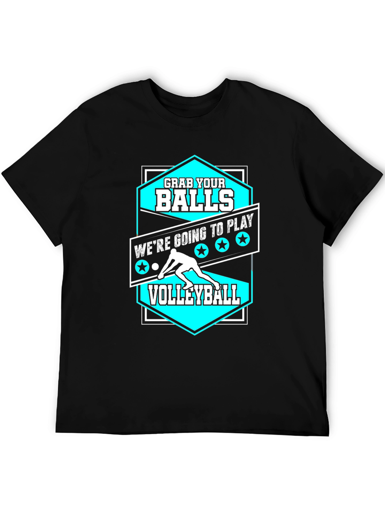 Camiseta Negra Agarra tus Bolas para Voleibol