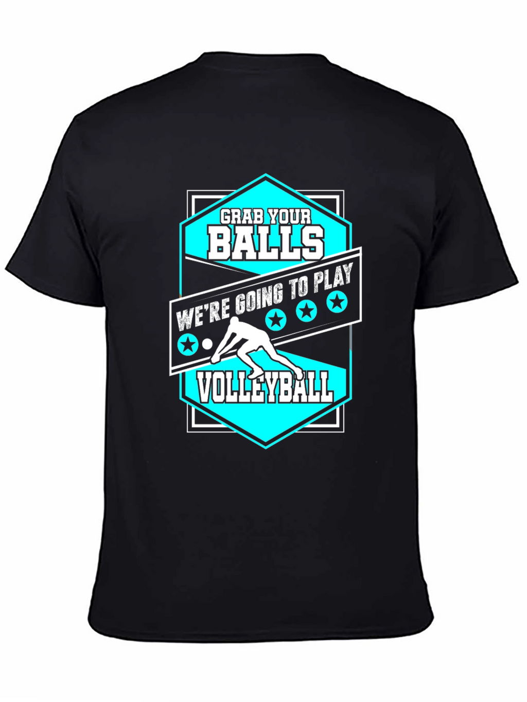 Camiseta Negra Agarra tus Bolas para Voleibol