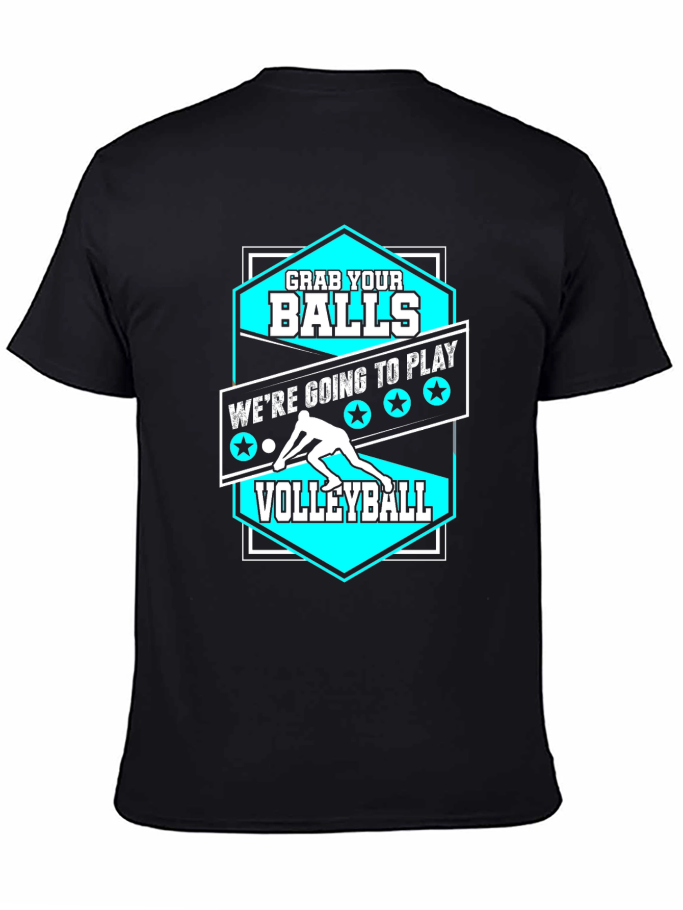 Camiseta Negra Agarra tus Bolas para Voleibol