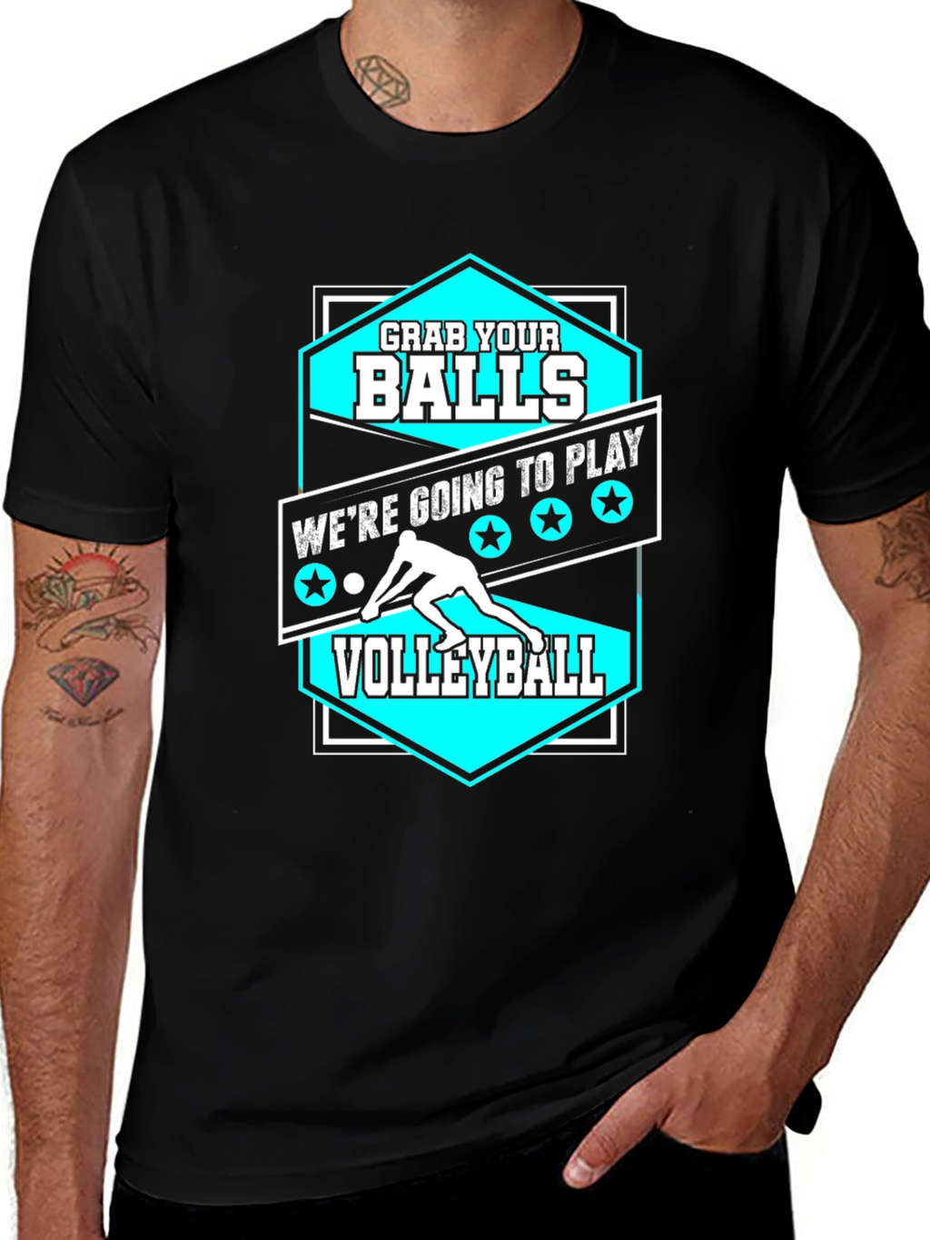 Camiseta Negra Agarra tus Bolas para Voleibol