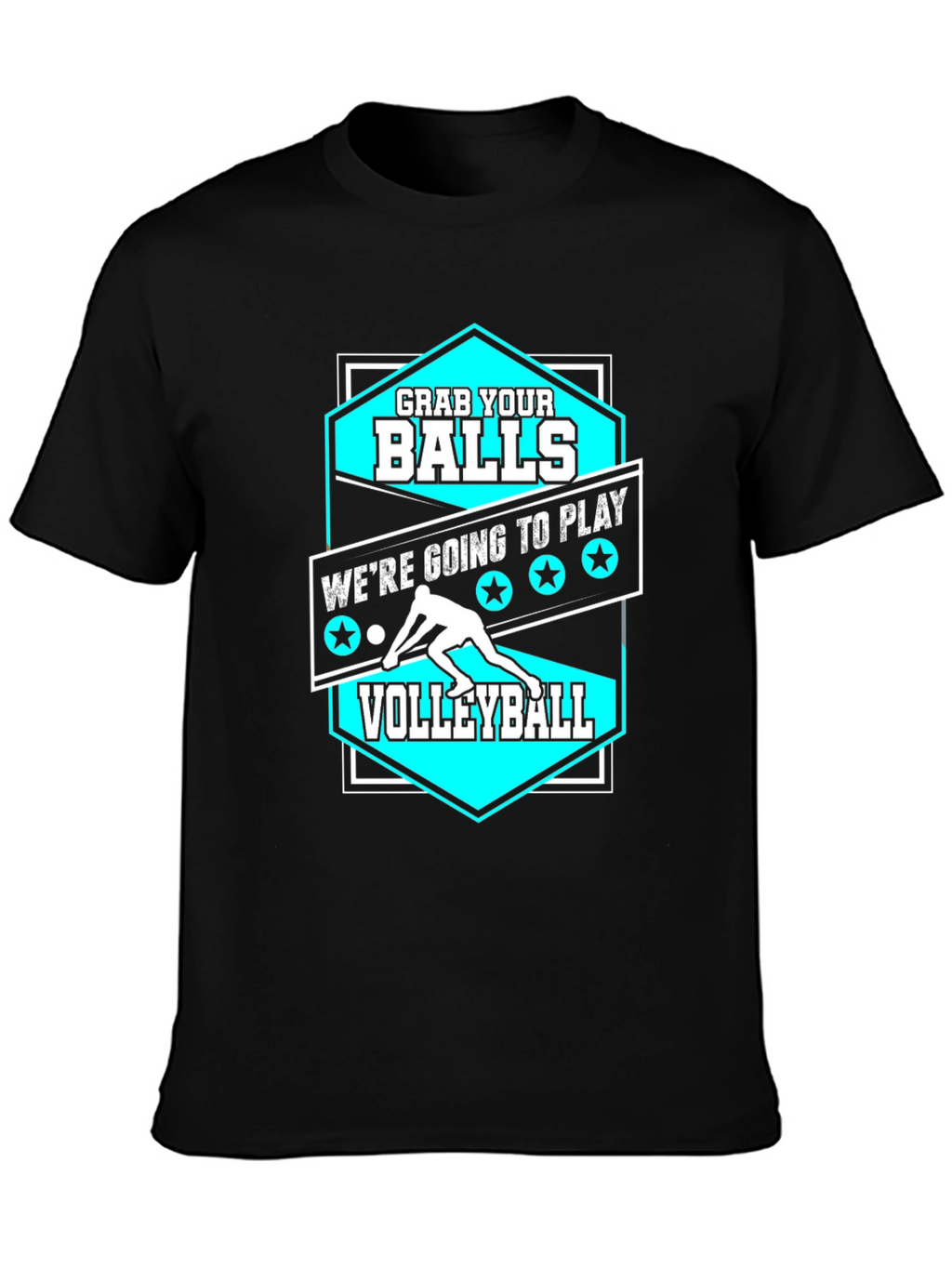 Camiseta Negra Agarra tus Bolas para Voleibol