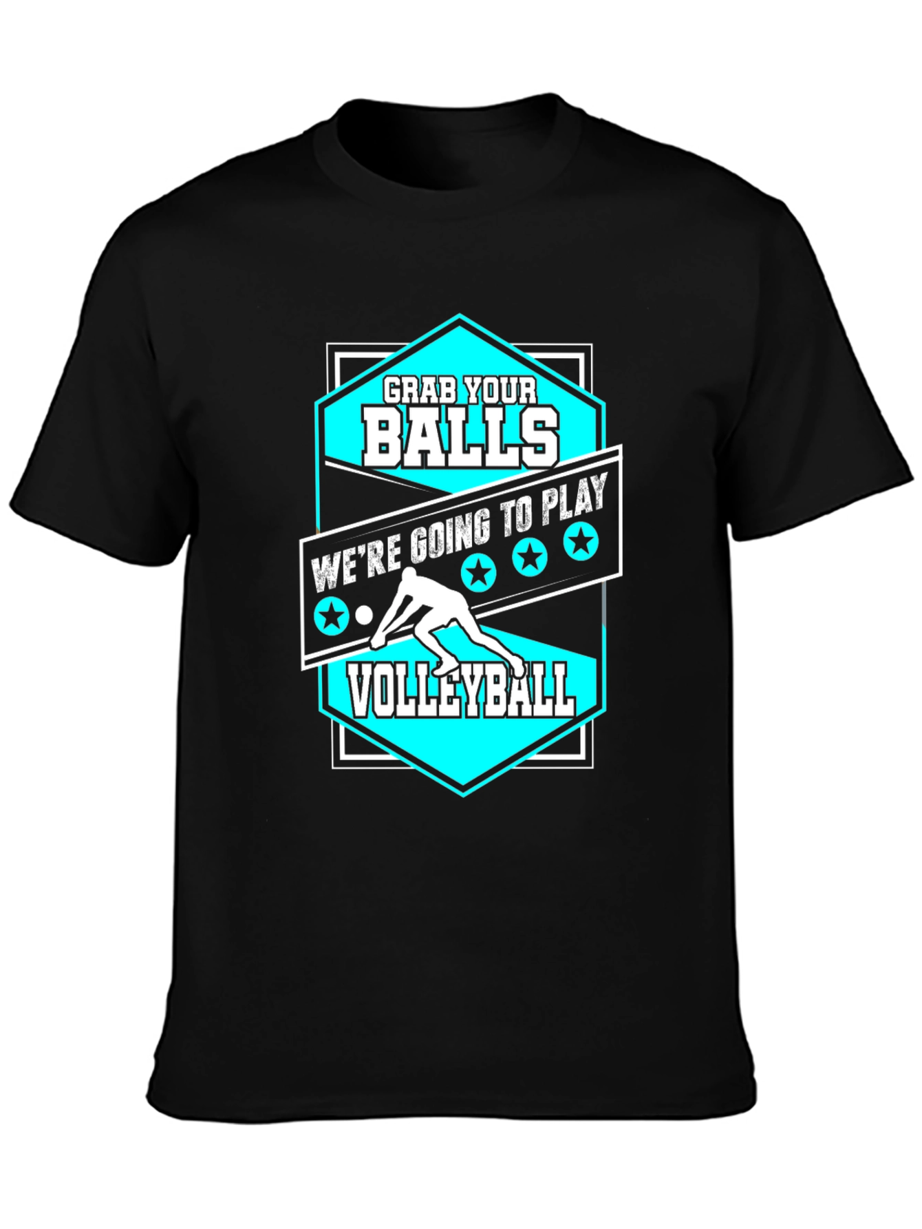 Camiseta Negra Agarra tus Bolas para Voleibol