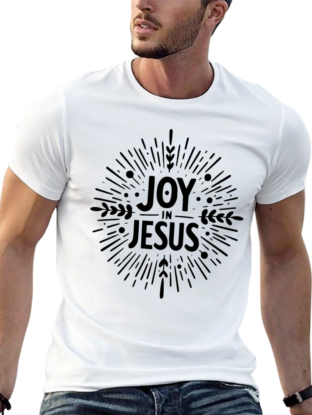 Camiseta Negra Alegría en Jesús para Hombre