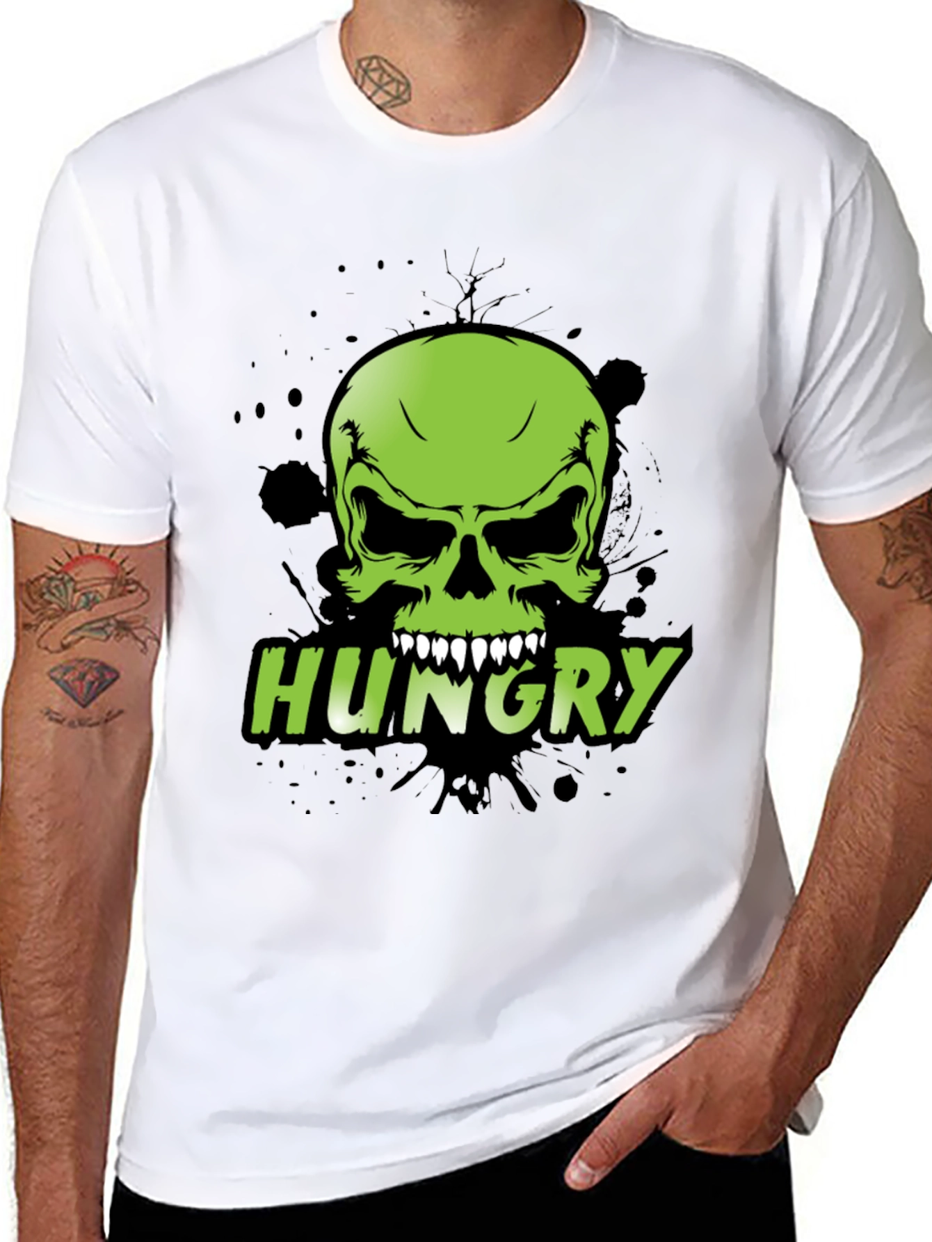 Camiseta Negra con Calavera Hungry