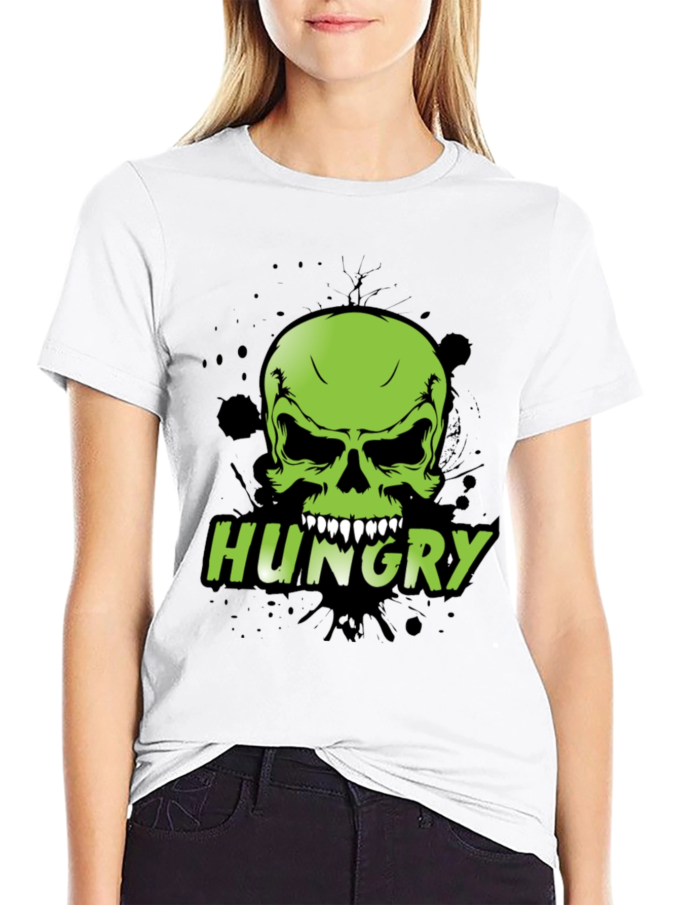 Camiseta Negra con Calavera Hungry