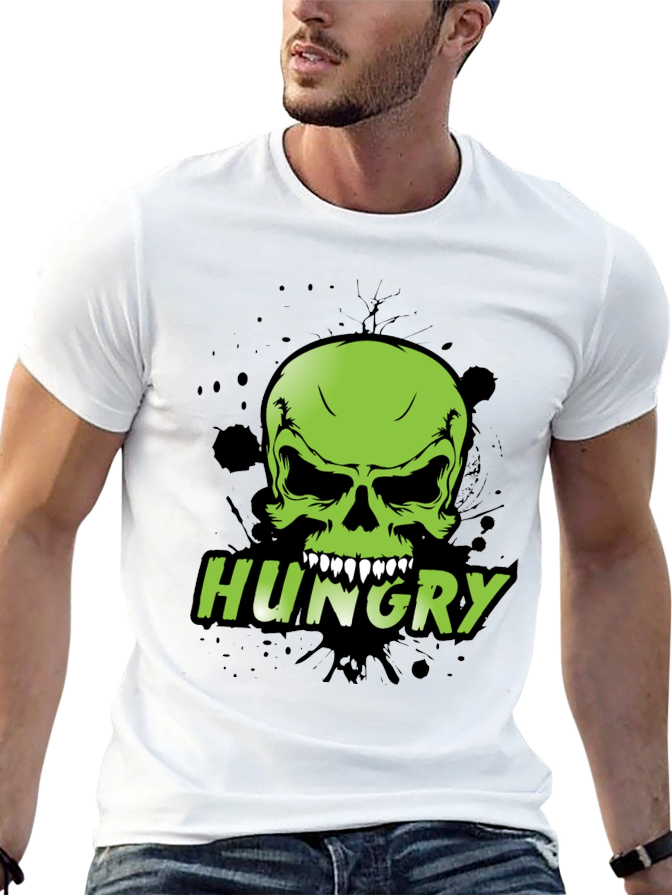 Camiseta Negra con Calavera Hungry