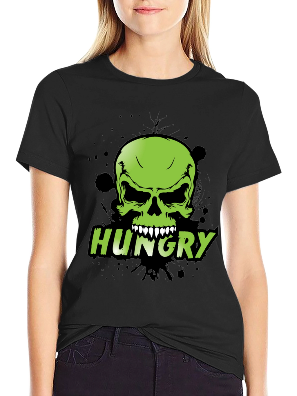 Camiseta Negra con Calavera Hungry