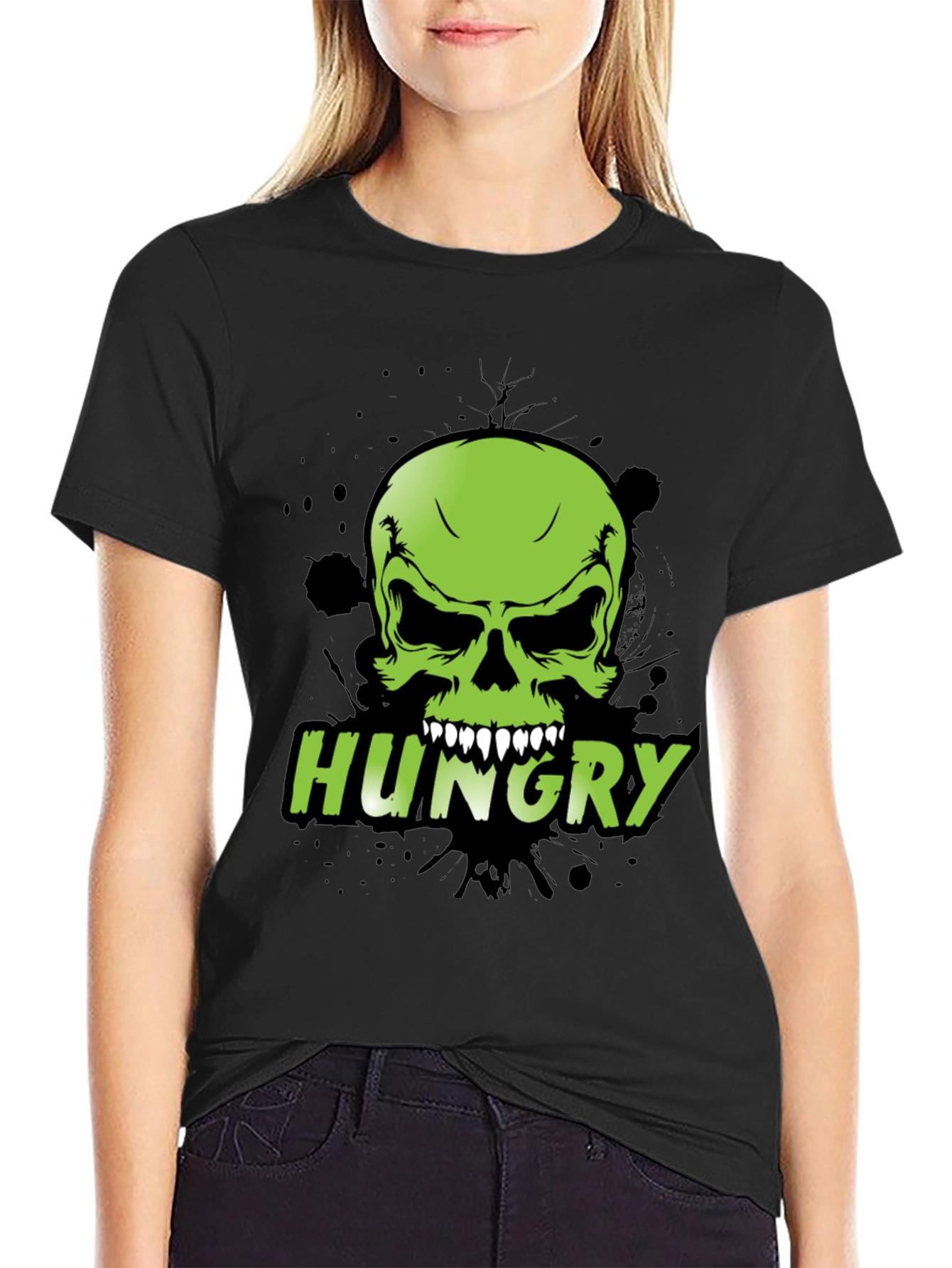 Camiseta Negra con Calavera Hungry