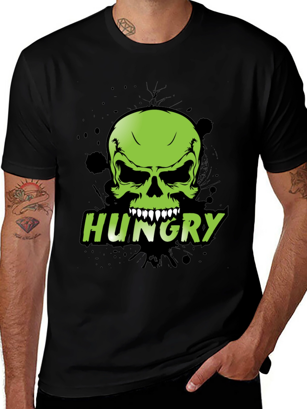 Camiseta Negra con Calavera Hungry