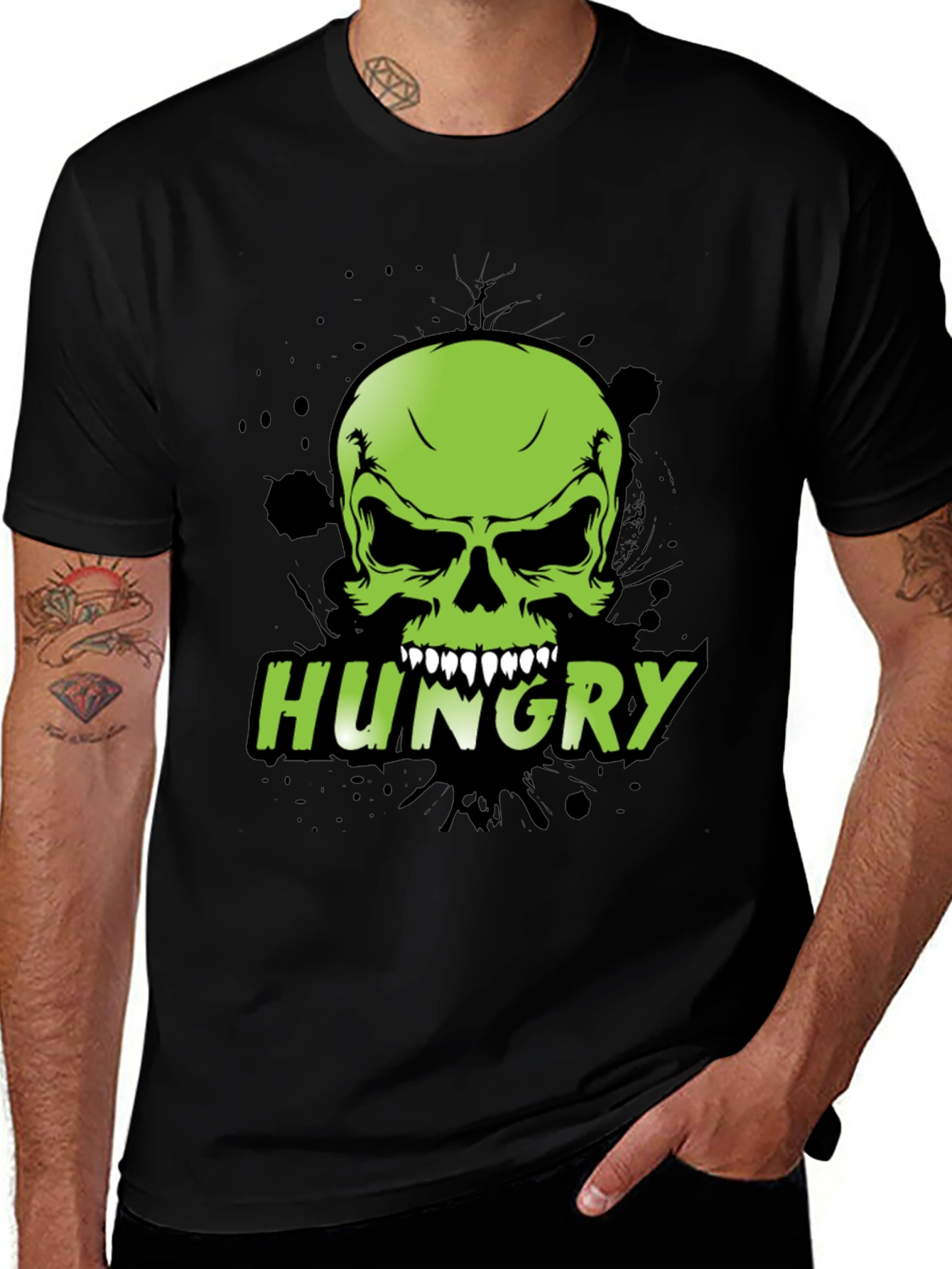 Camiseta Negra con Calavera Hungry