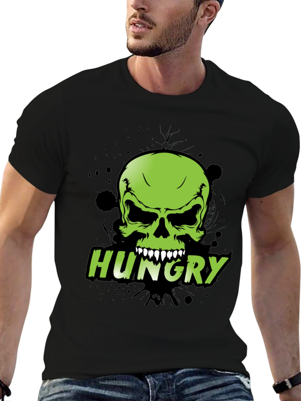 Camiseta Negra con Calavera Hungry
