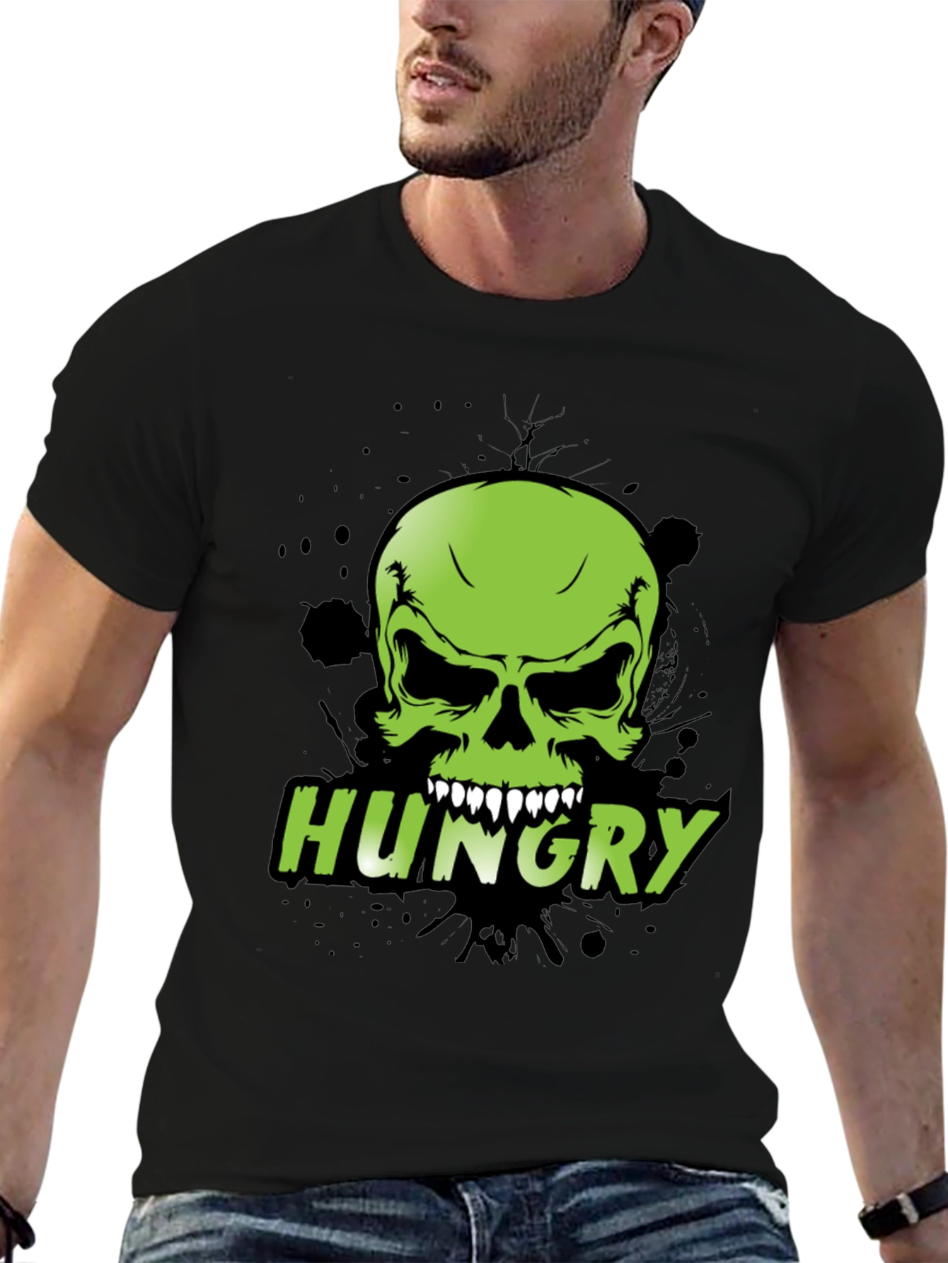 Camiseta Negra con Calavera Hungry