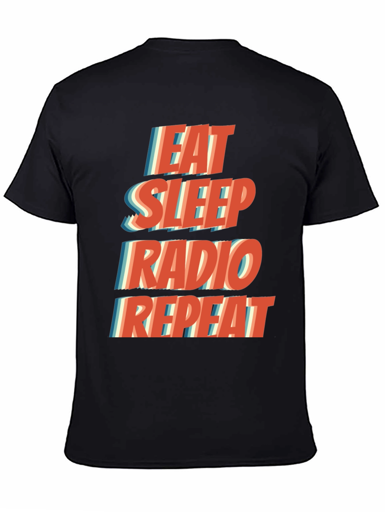 Camiseta Hombre Negra Eat Sleep Radio Repeat Casual