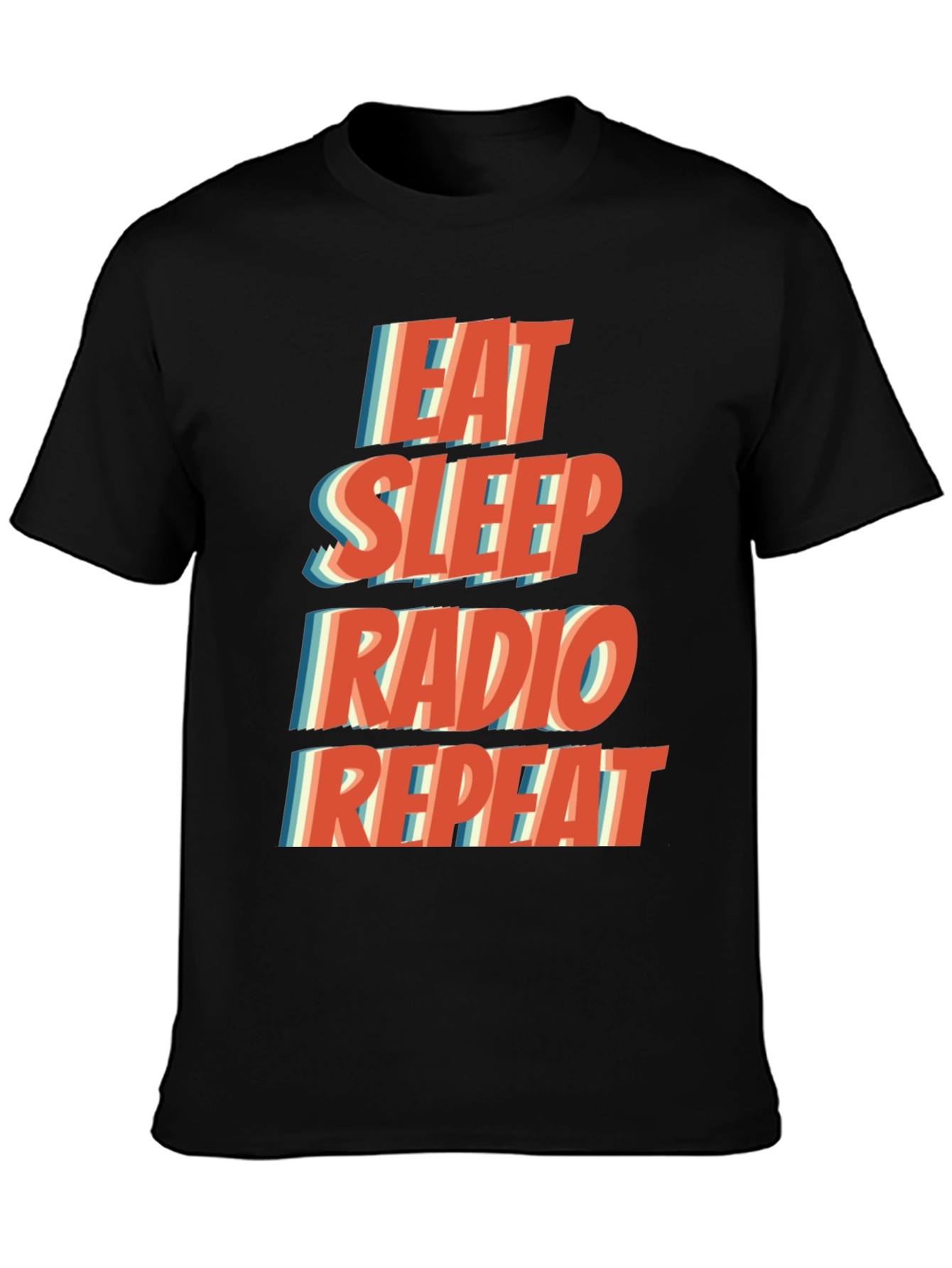 Camiseta Hombre Negra Eat Sleep Radio Repeat Casual
