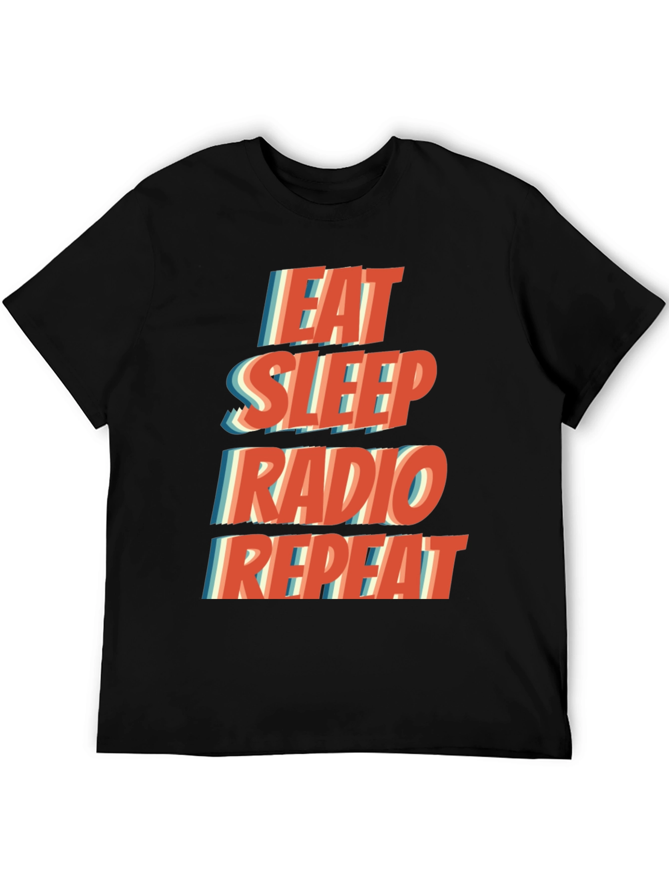 Camiseta Hombre Negra Eat Sleep Radio Repeat Casual