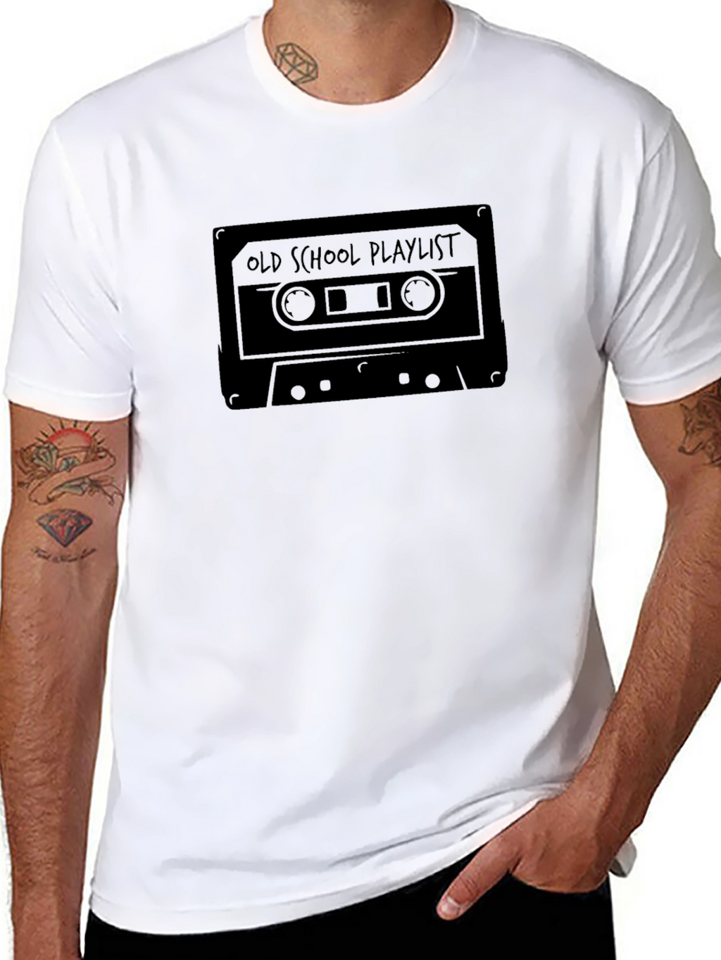 Camiseta Negra con Diseño de Cassette Retro