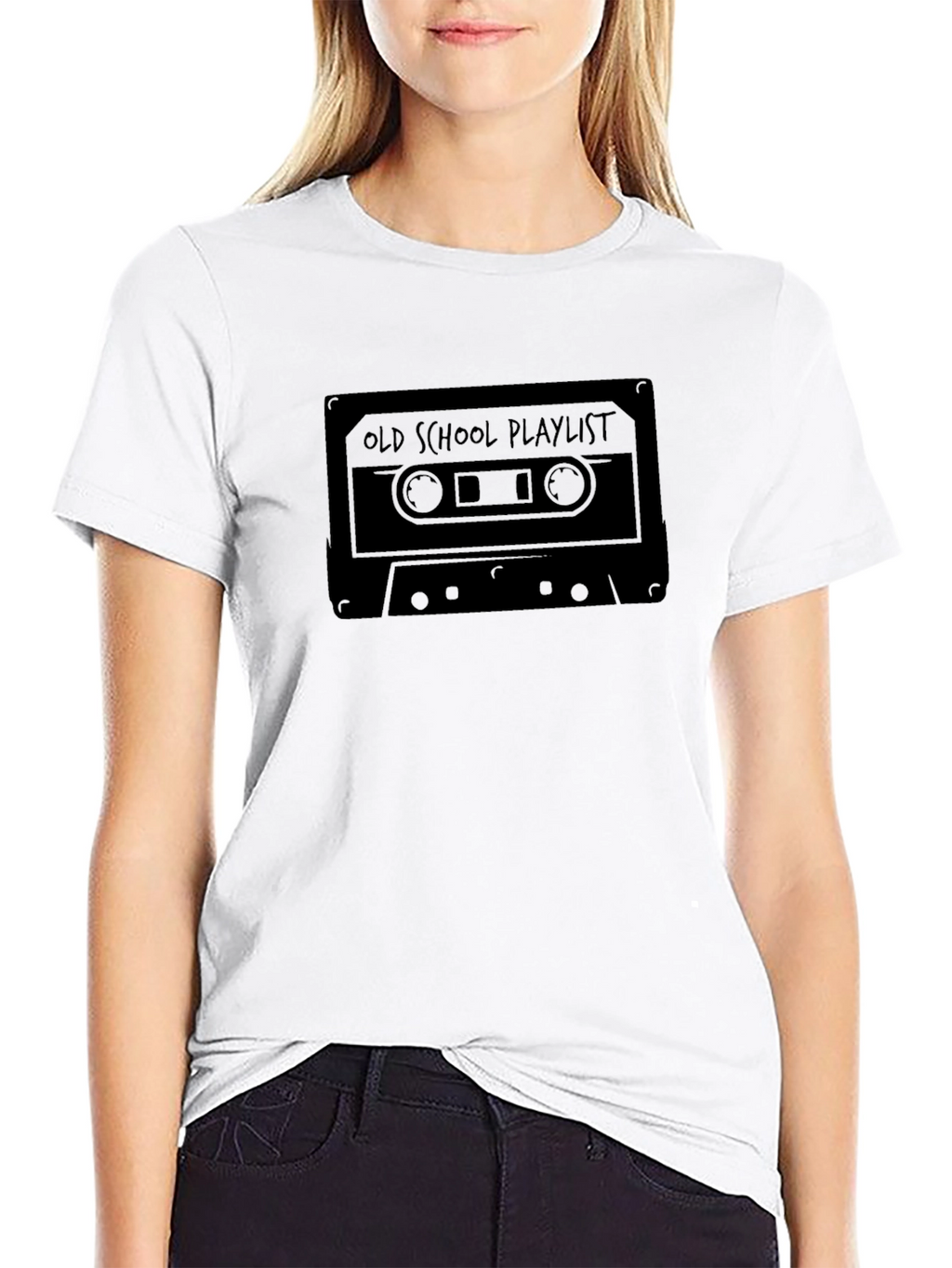 Camiseta Negra con Diseño de Cassette Retro
