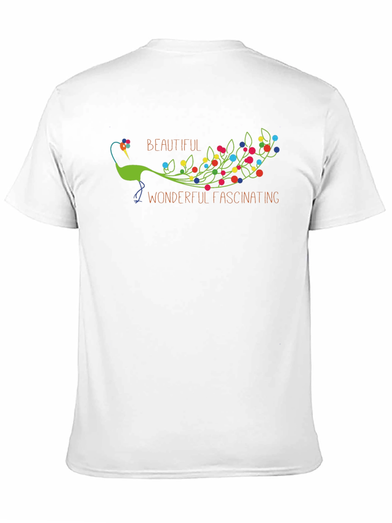 Camiseta Negra con Diseño de Pavo Real Colorido