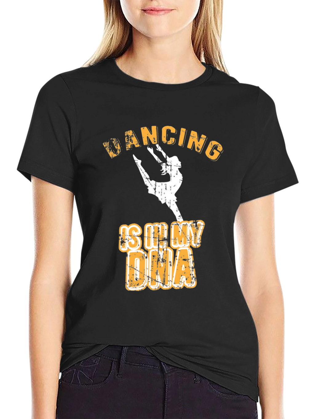 Camiseta Negra con Diseño de Baile