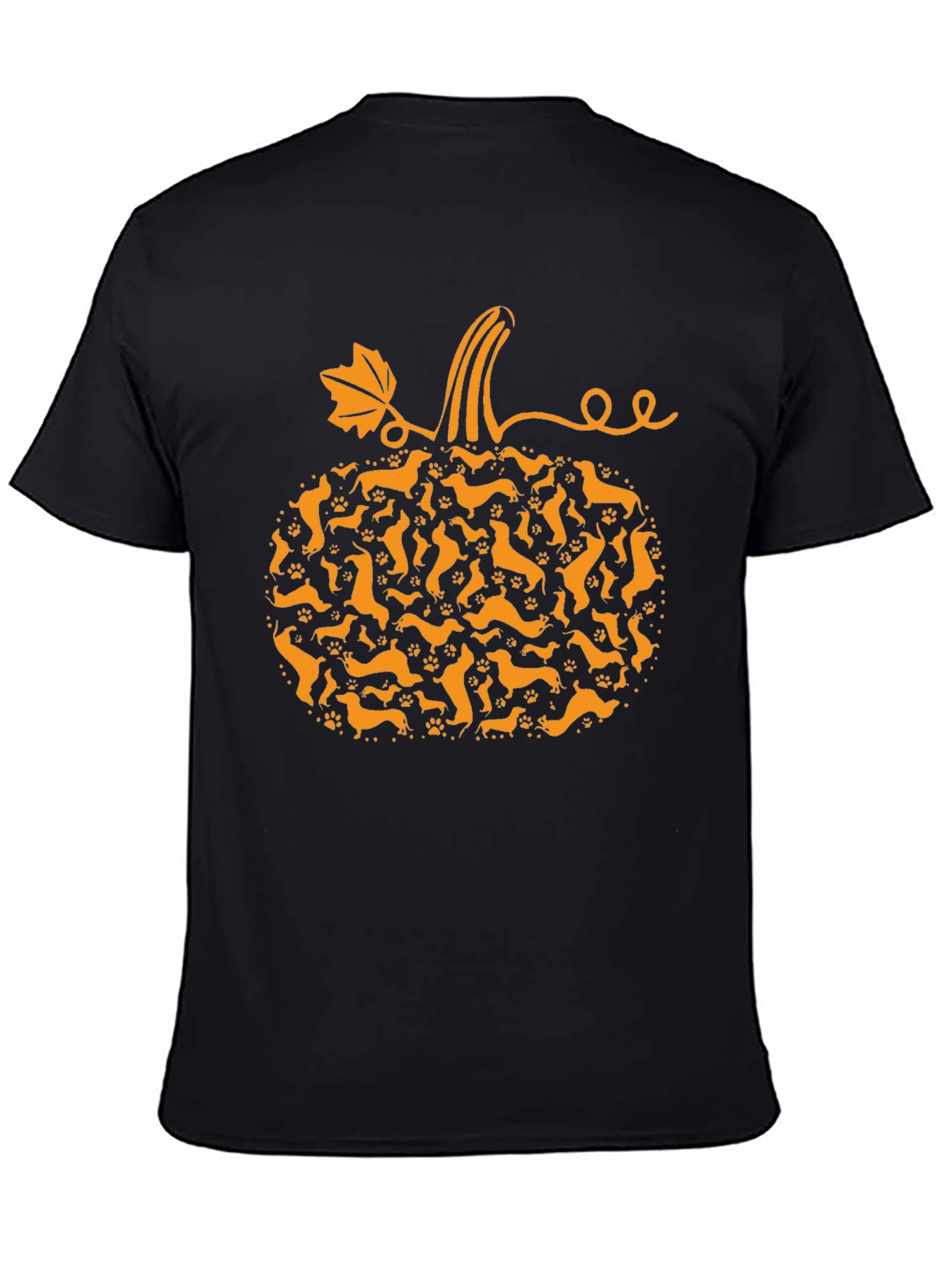 Camiseta Negra Calabaza Dachshund Otoño