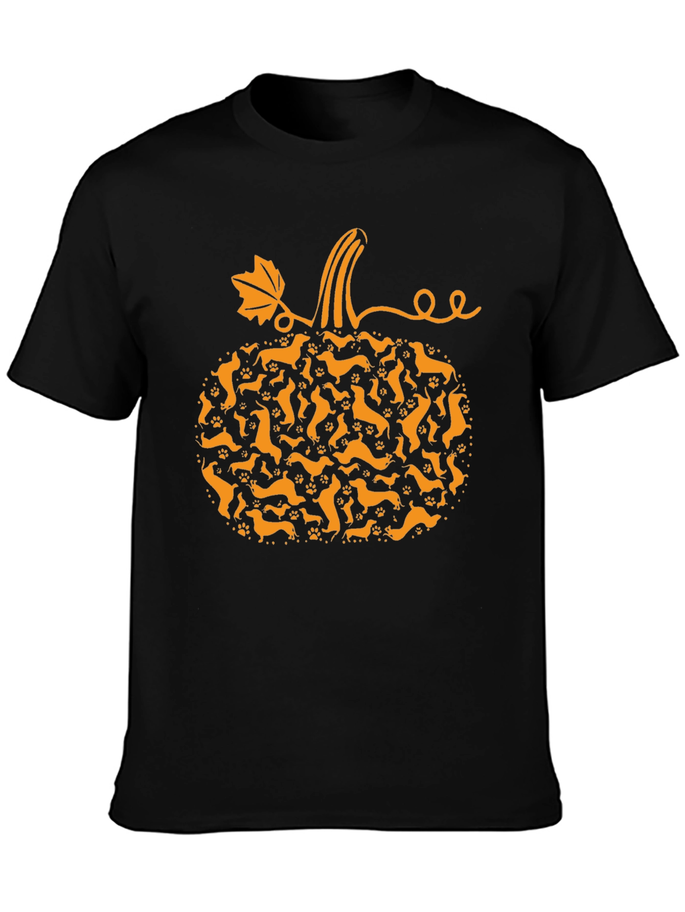 Camiseta Negra Calabaza Dachshund Otoño
