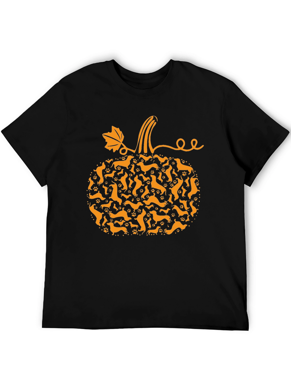 Camiseta Negra Calabaza Dachshund Otoño