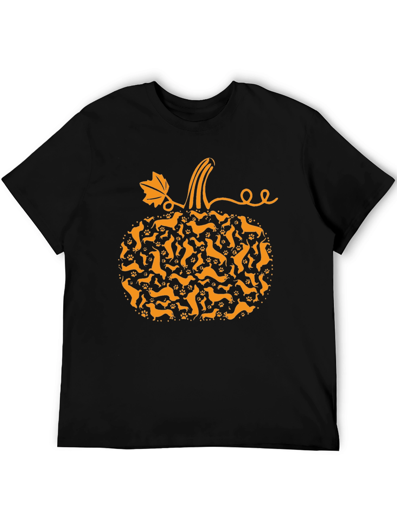Camiseta Negra Calabaza Dachshund Otoño