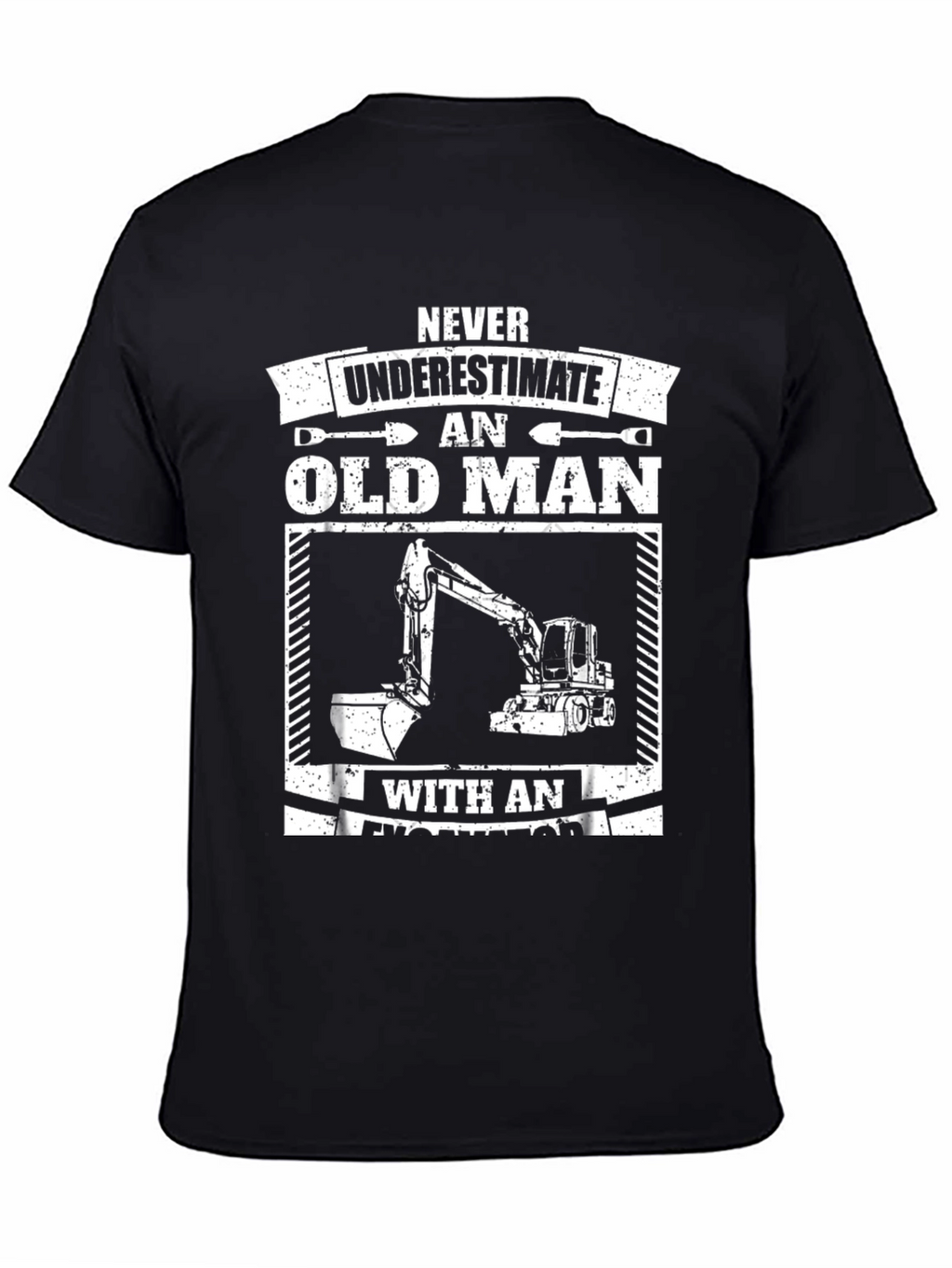 Camiseta Hombre Negra Excavadora Viejo Hombre