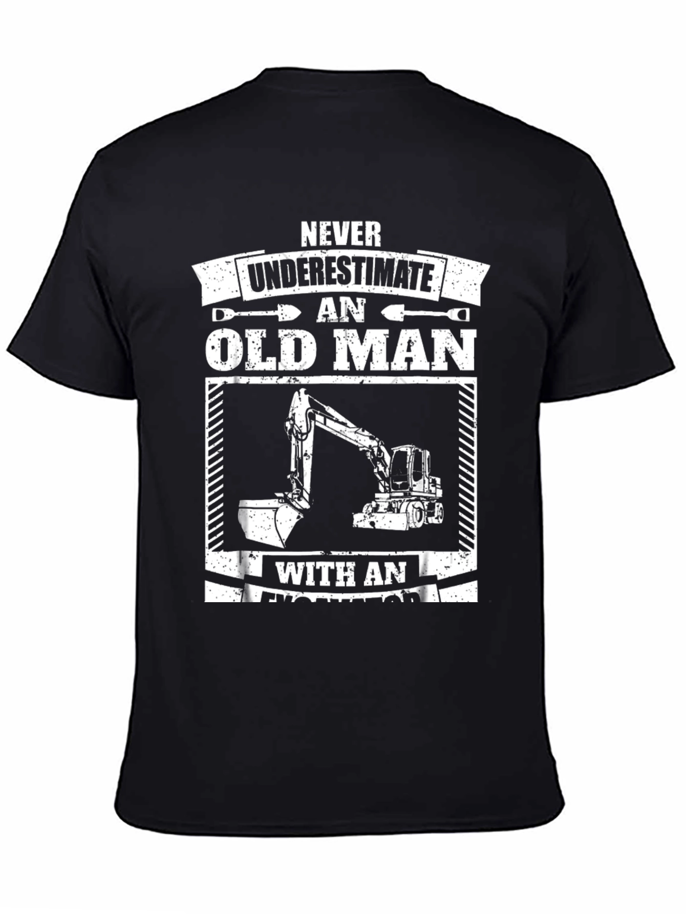 Camiseta Hombre Negra Excavadora Viejo Hombre
