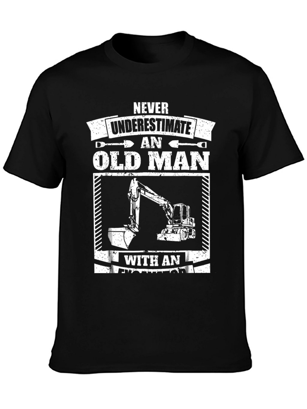 Camiseta Hombre Negra Excavadora Viejo Hombre