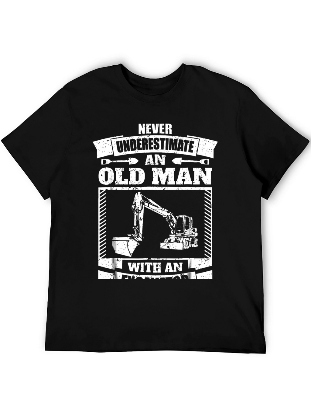 Camiseta Hombre Negra Excavadora Viejo Hombre