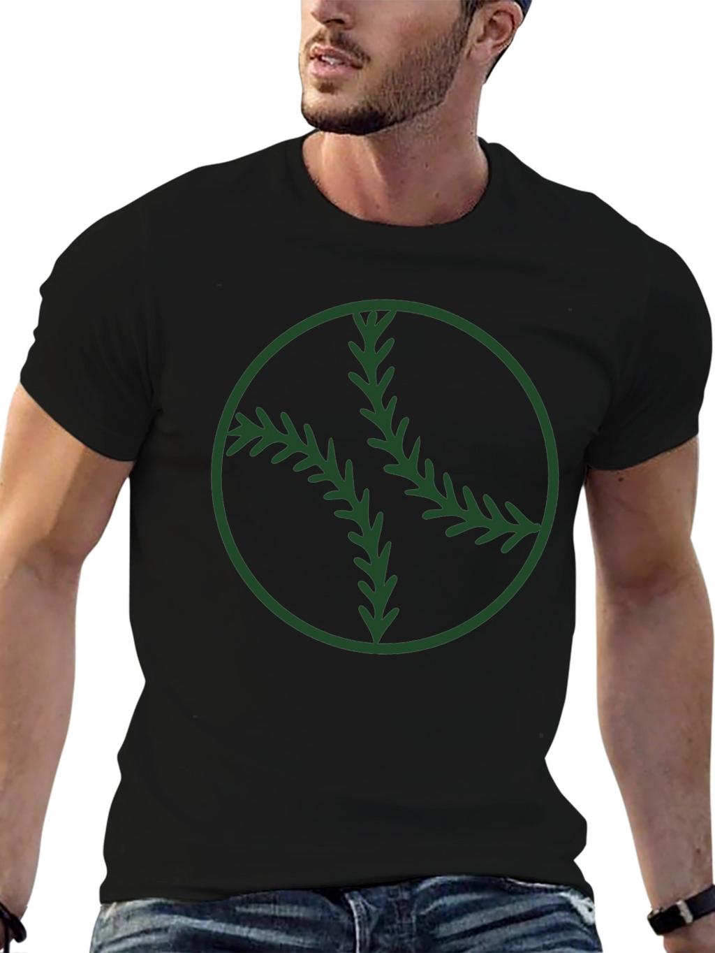 Camiseta Negra con Diseño de Béisbol