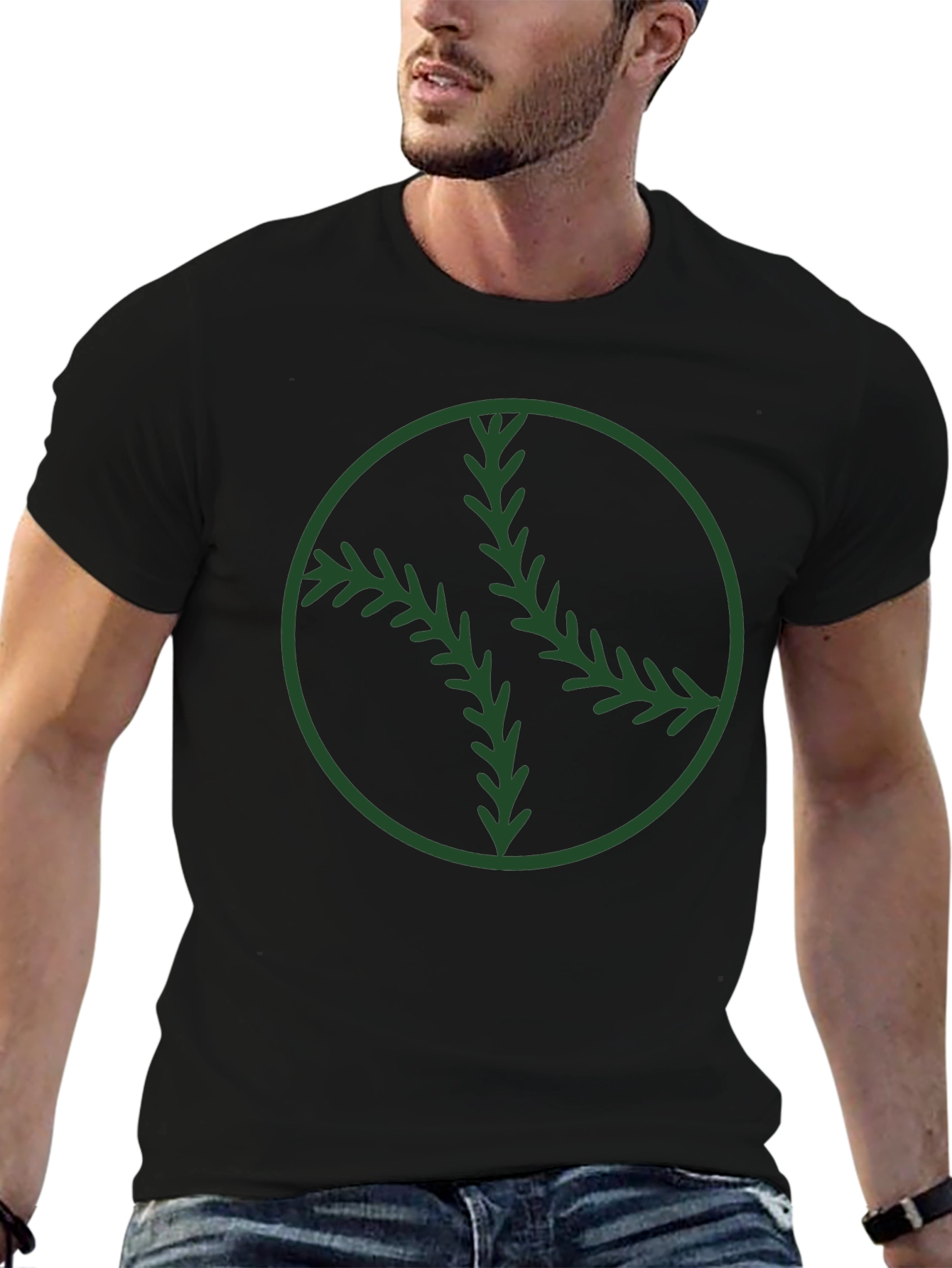 Camiseta Negra con Diseño de Béisbol