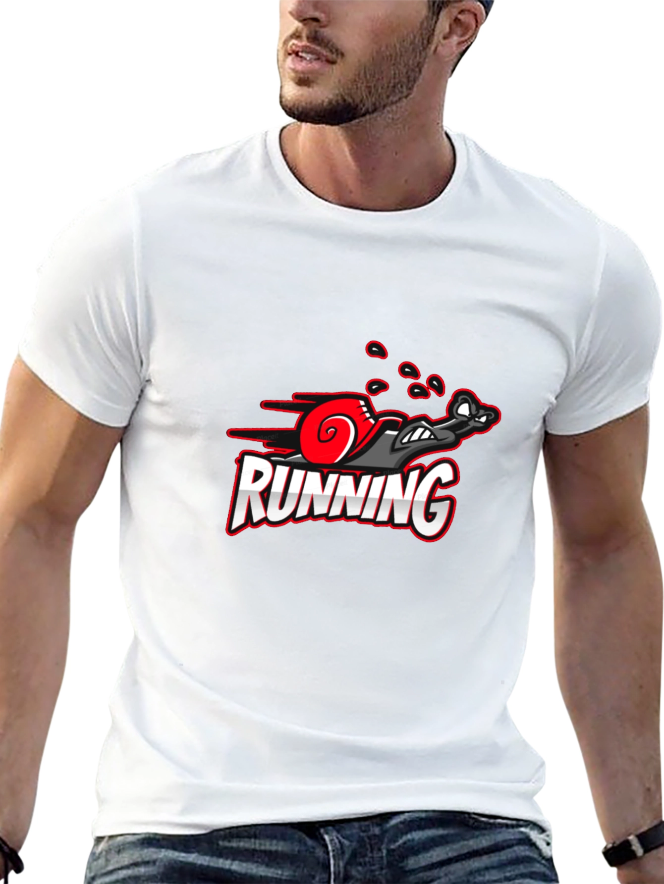 Camiseta Negra con Diseño de Caracol Corriendo