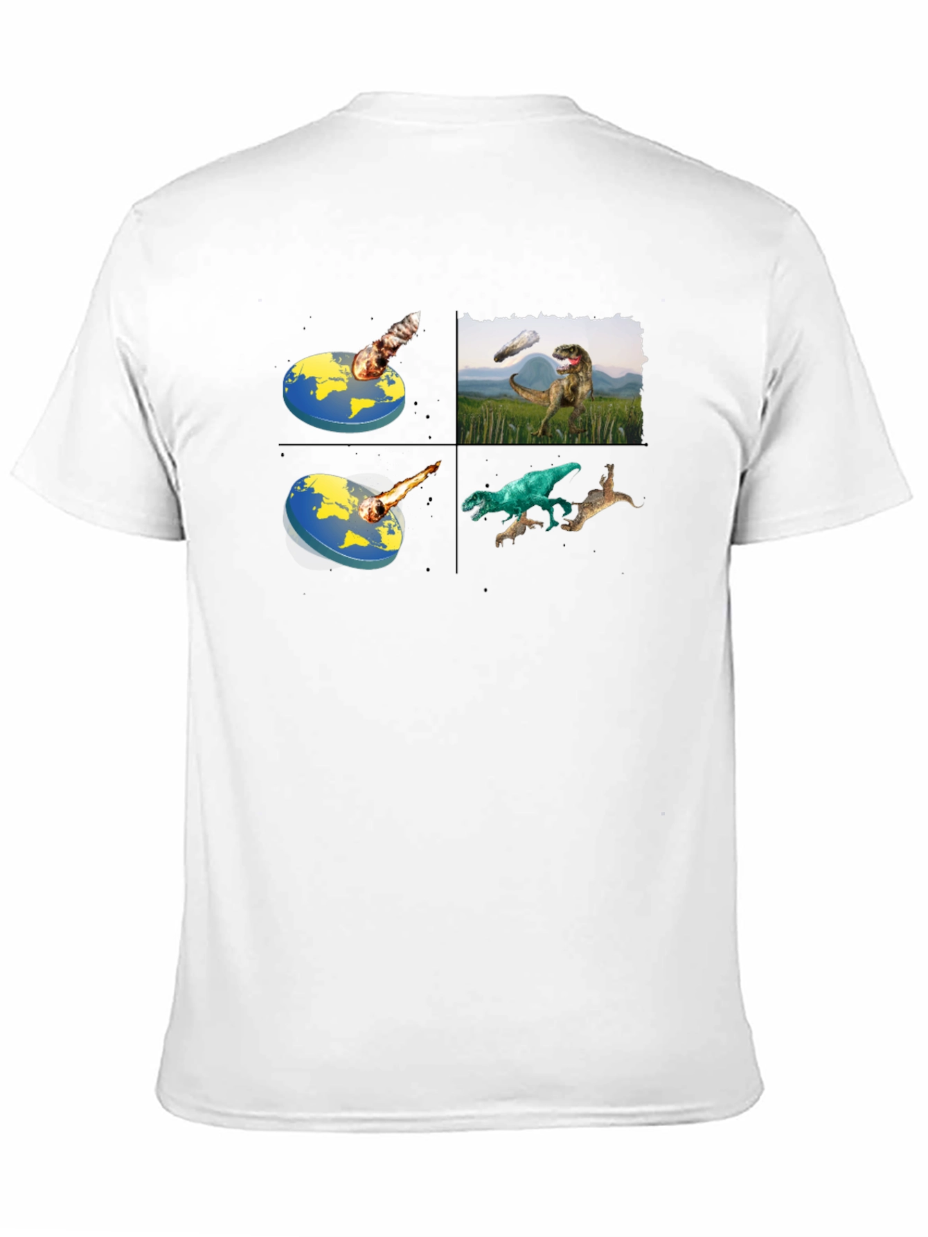 Camiseta Negra con Diseño de Dinosaurios y Tierra Plana