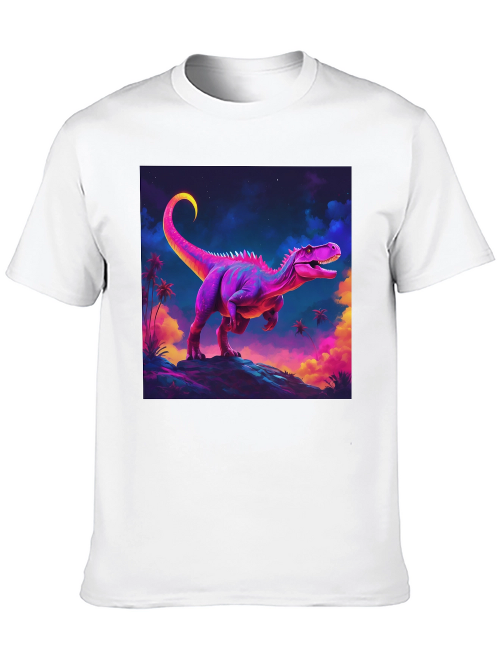 Camiseta Negra con Diseño de Dinosaurio Neón